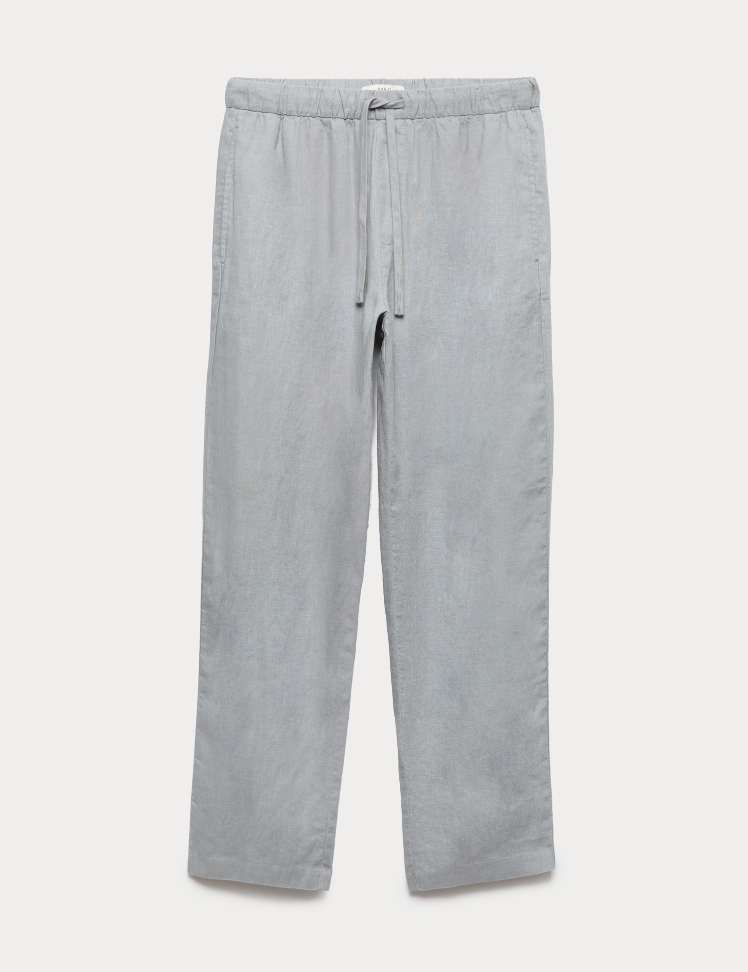 Loose Fit Pure Linen Elasticated Waist Trousers 2 of 6