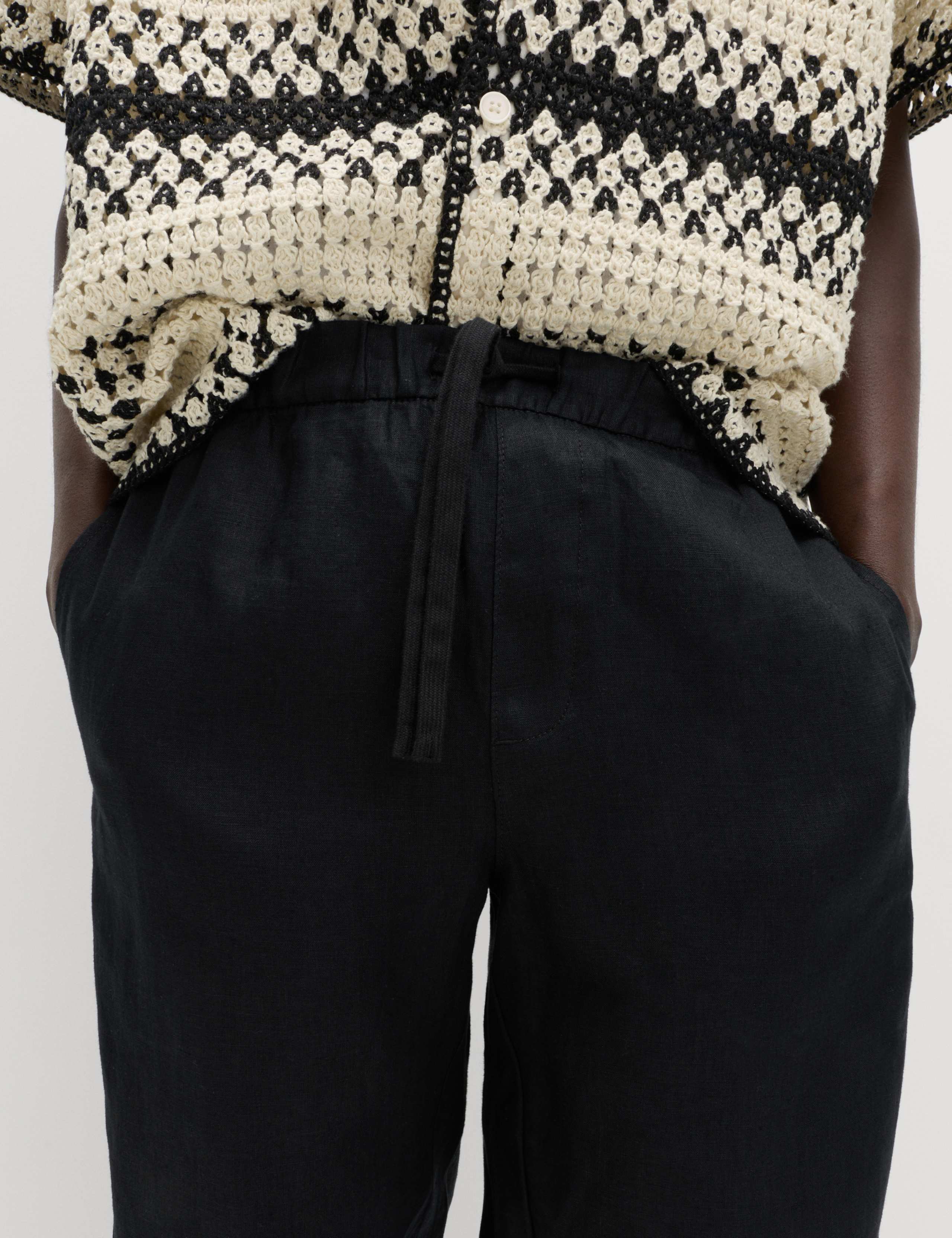 Loose Fit Pure Linen Elasticated Waist Trousers 3 of 5