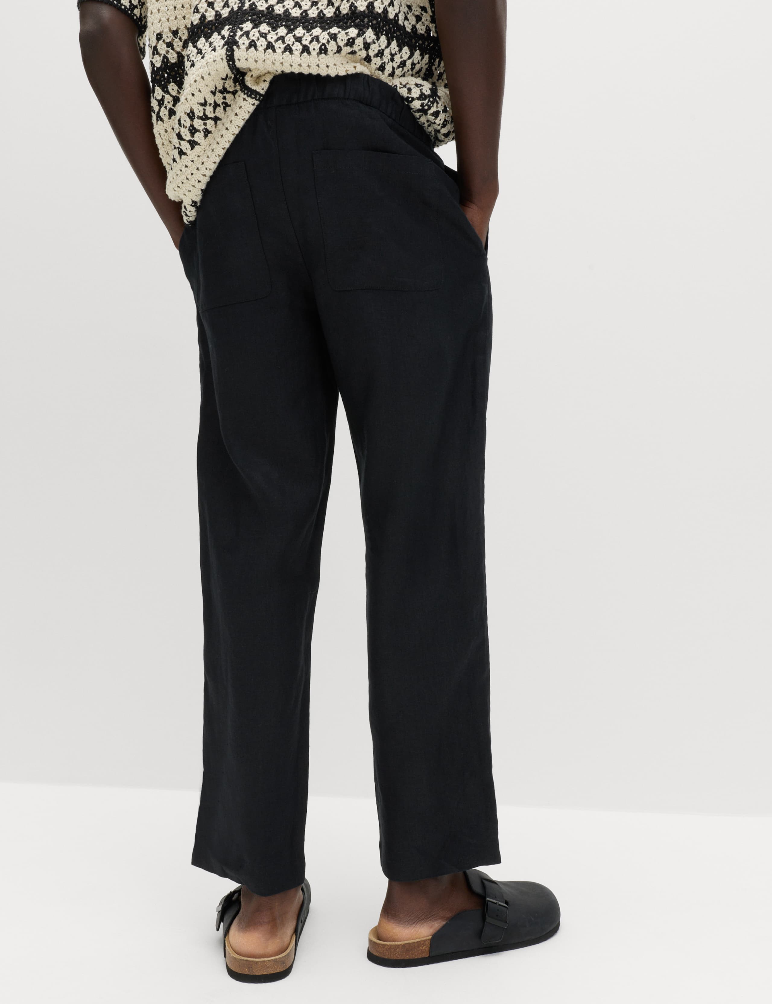 Loose Fit Pure Linen Elasticated Waist Trousers 4 of 5