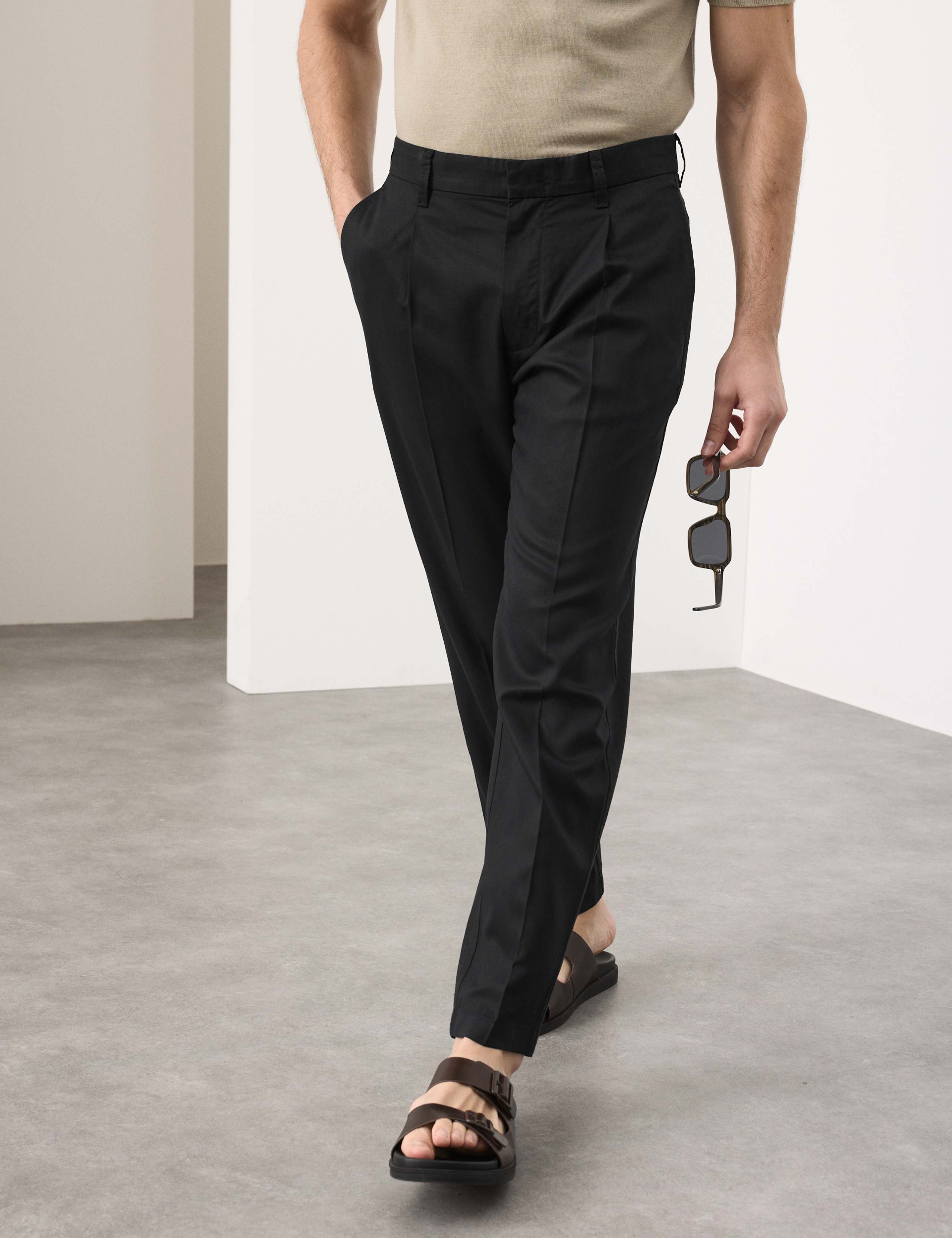 Tapered Fit Lyocell Rich Trousers 1 of 7