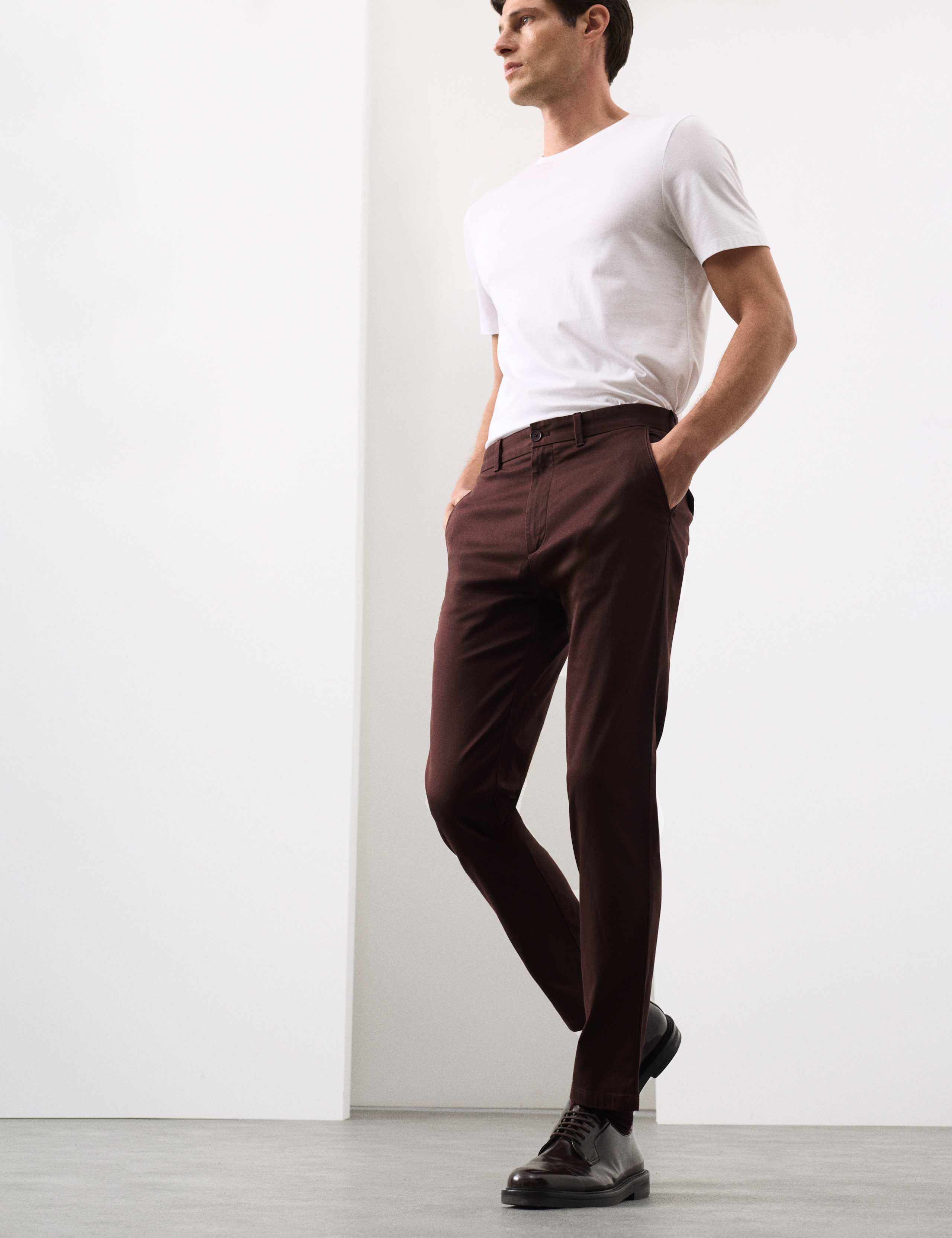 Slim Fit Cotton Rich Stretch Trousers 1 of 5