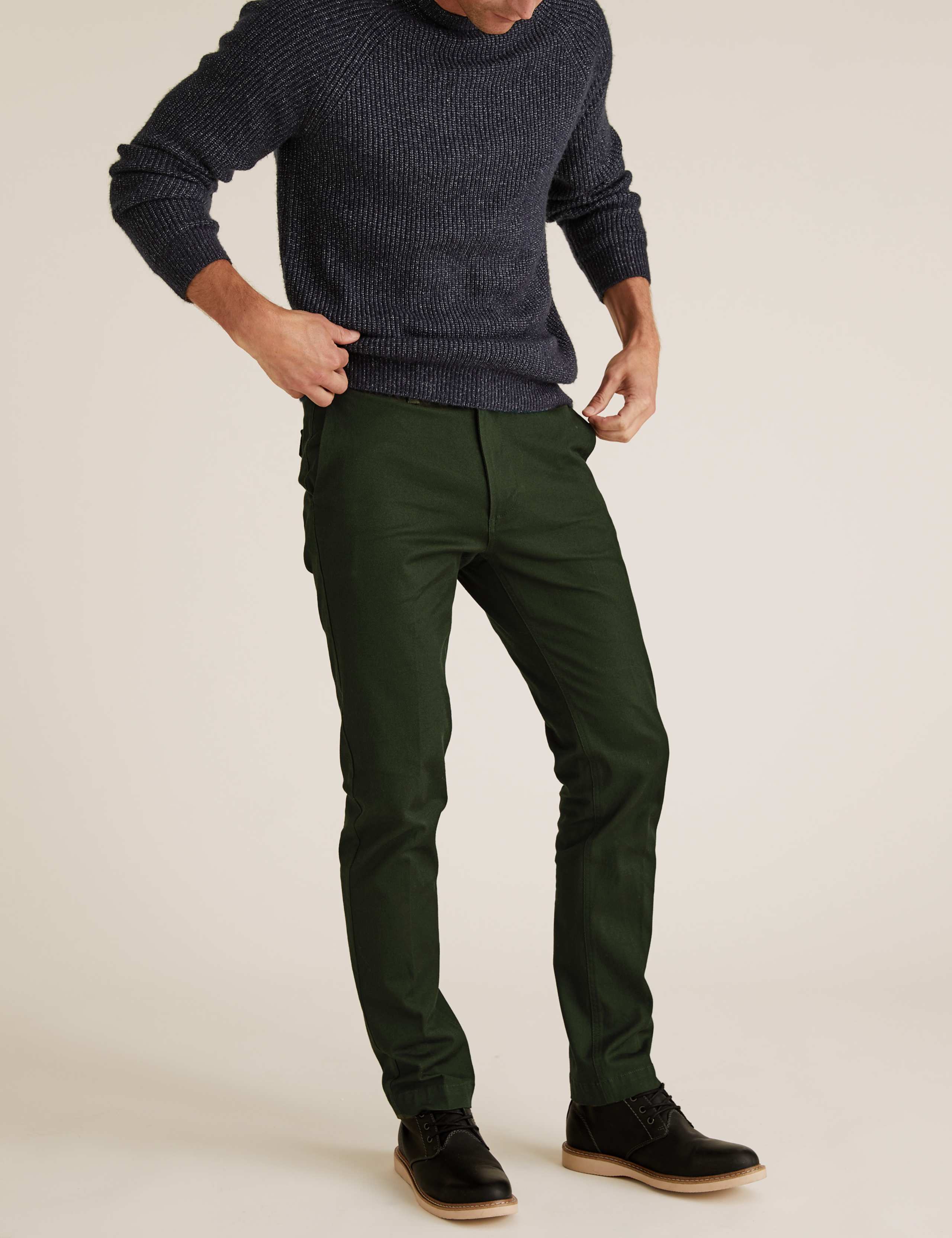 Slim Fit Textured Stretch Chinos 3 of 4