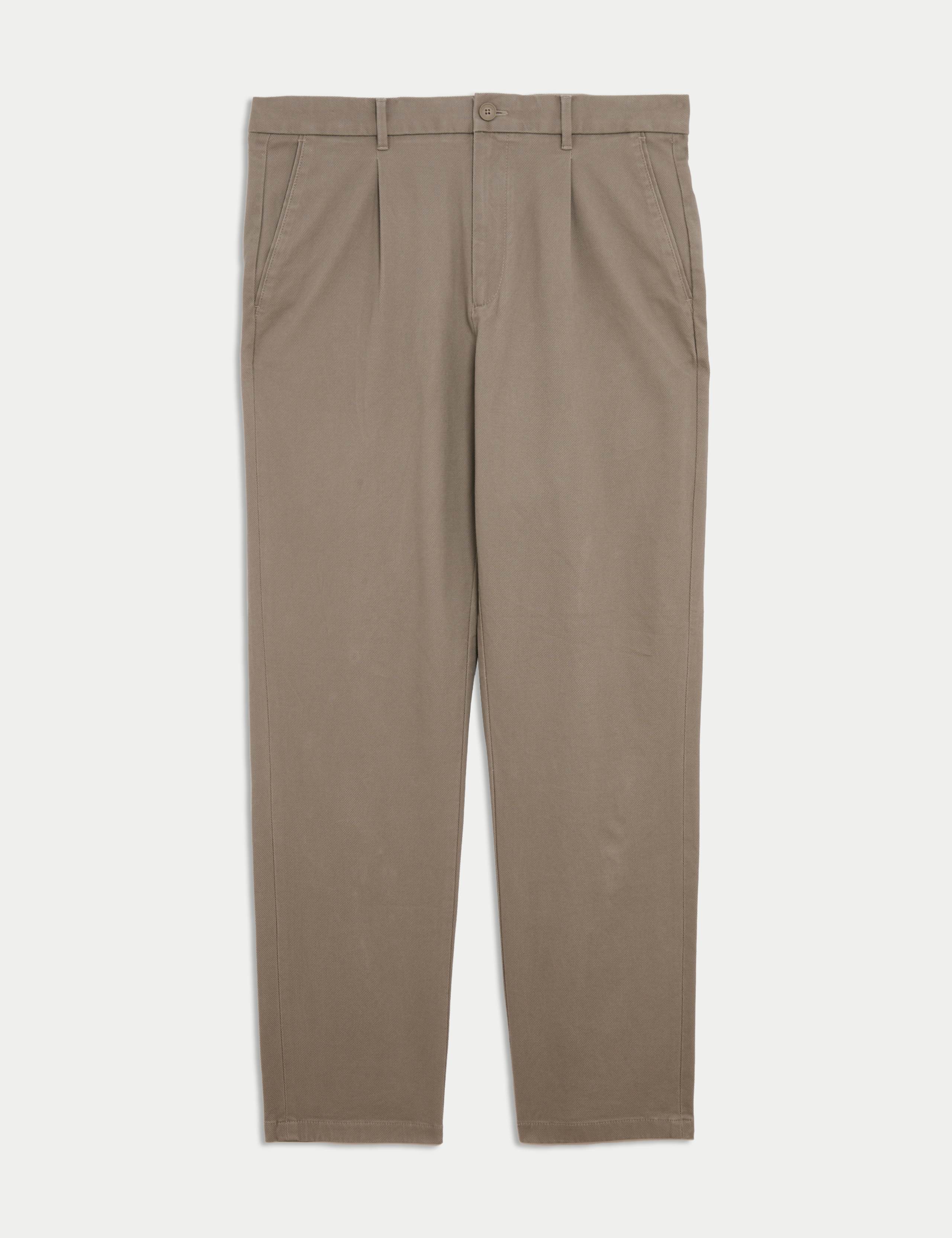 Regular Fit Textured Dobby Pleat Front Chinos 2 of 7