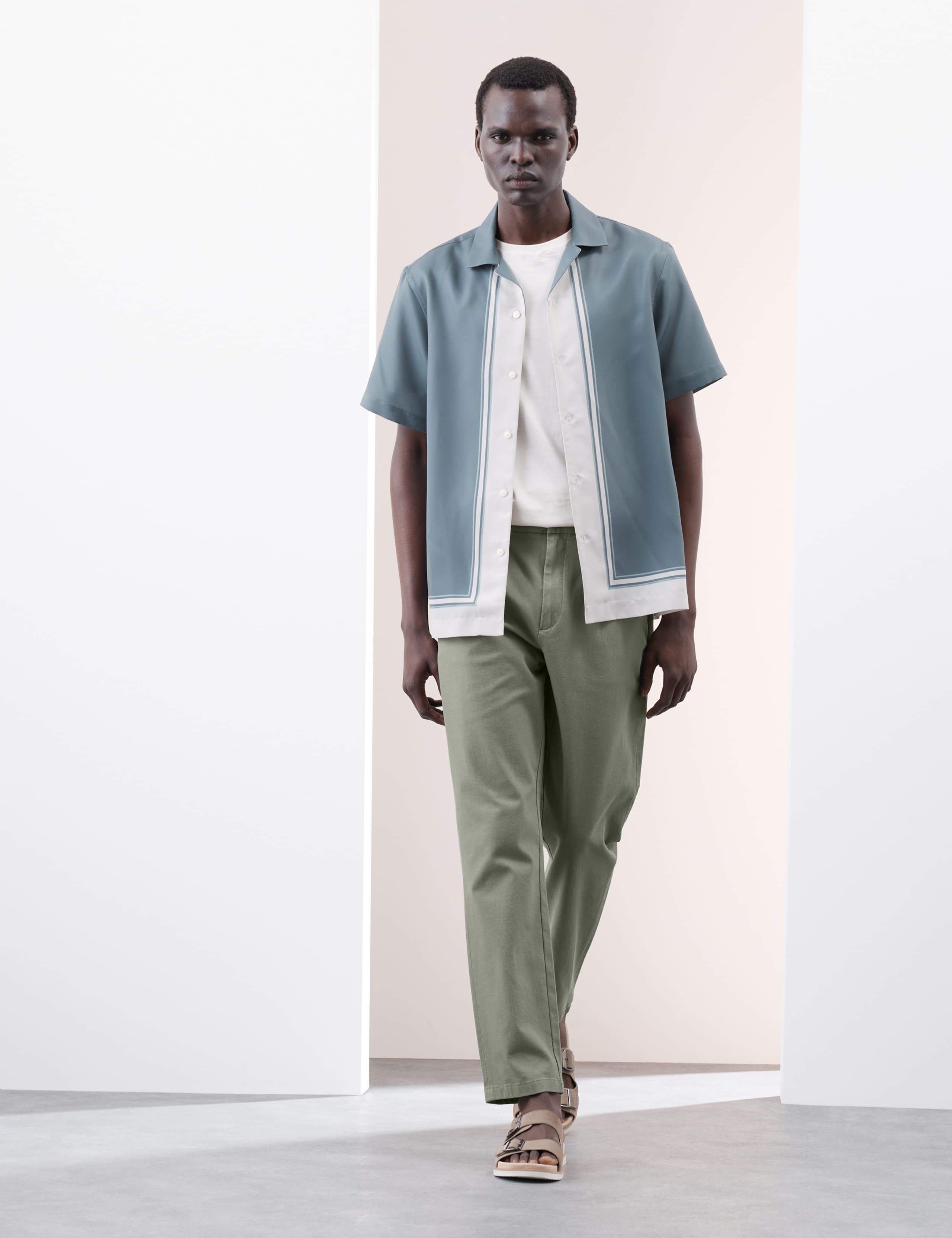 Regular Fit Textured Dobby Pleat Front Chinos 3 of 7