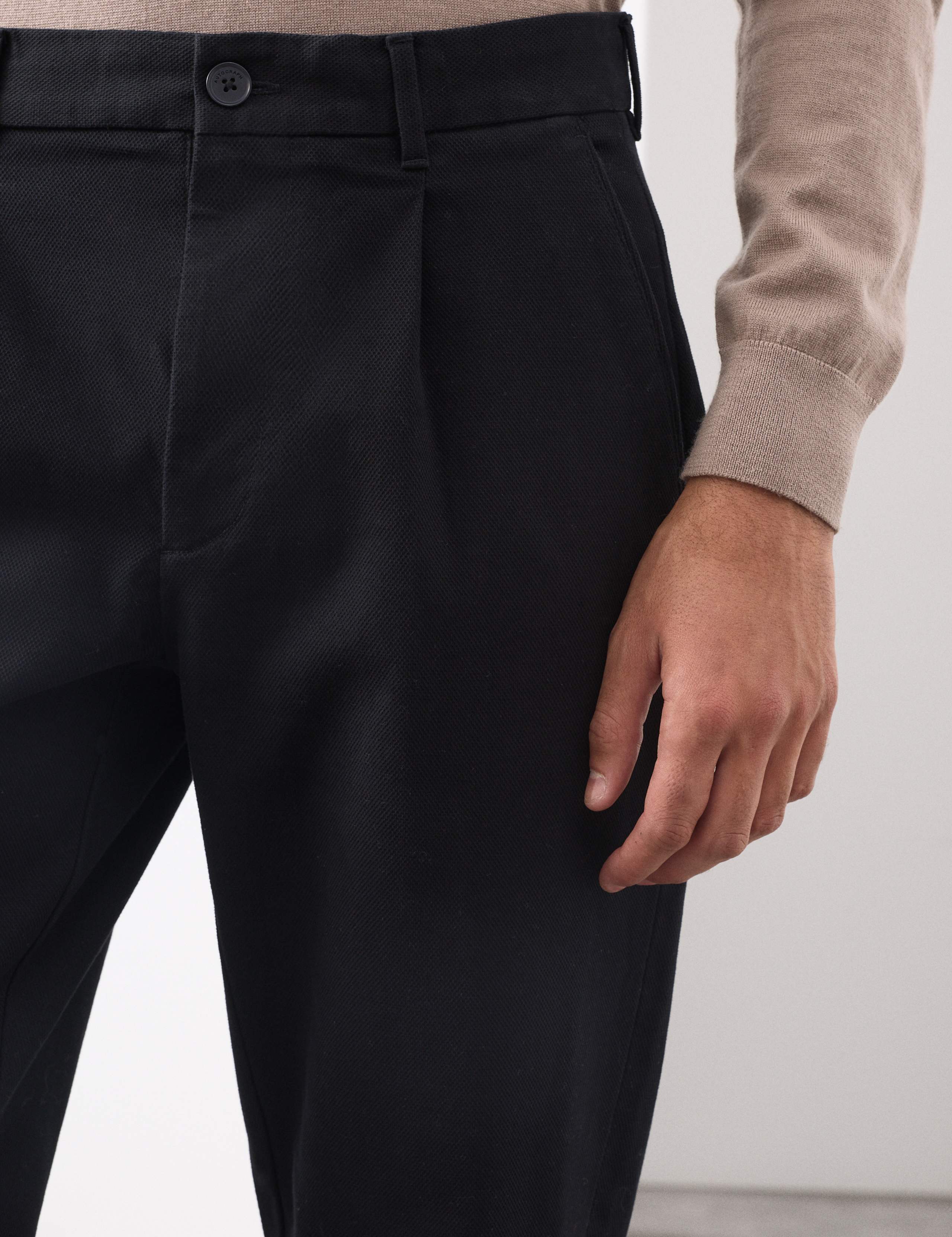 Tapered Fit Textured Dobby Pleat Front Chinos 4 of 6