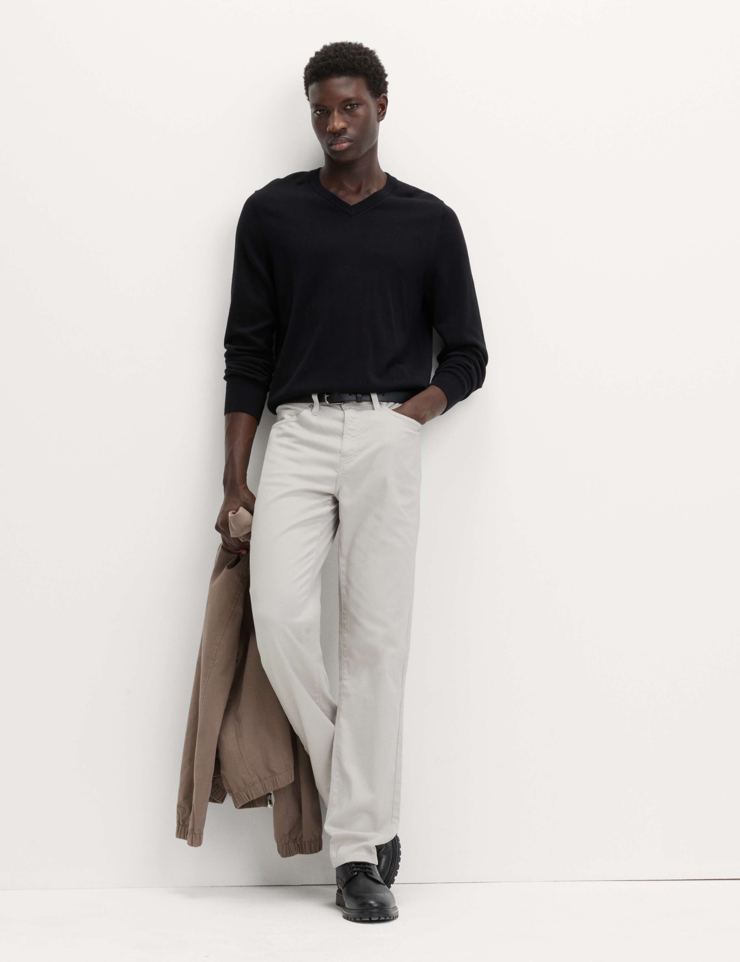 Straight Fit Textured 5 Pocket Trousers 1 of 6