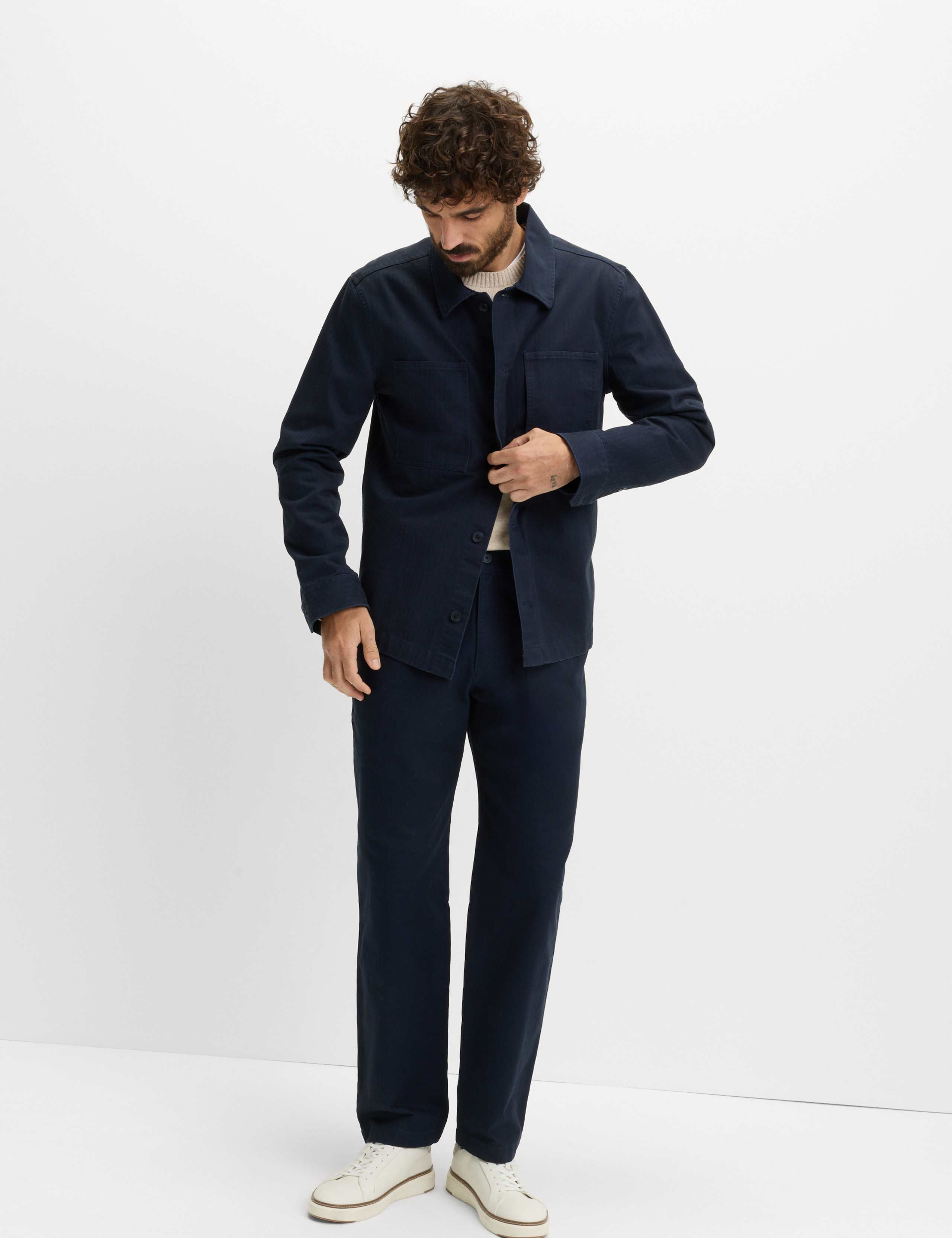 Pure Cotton Herringbone Trousers 6 of 6