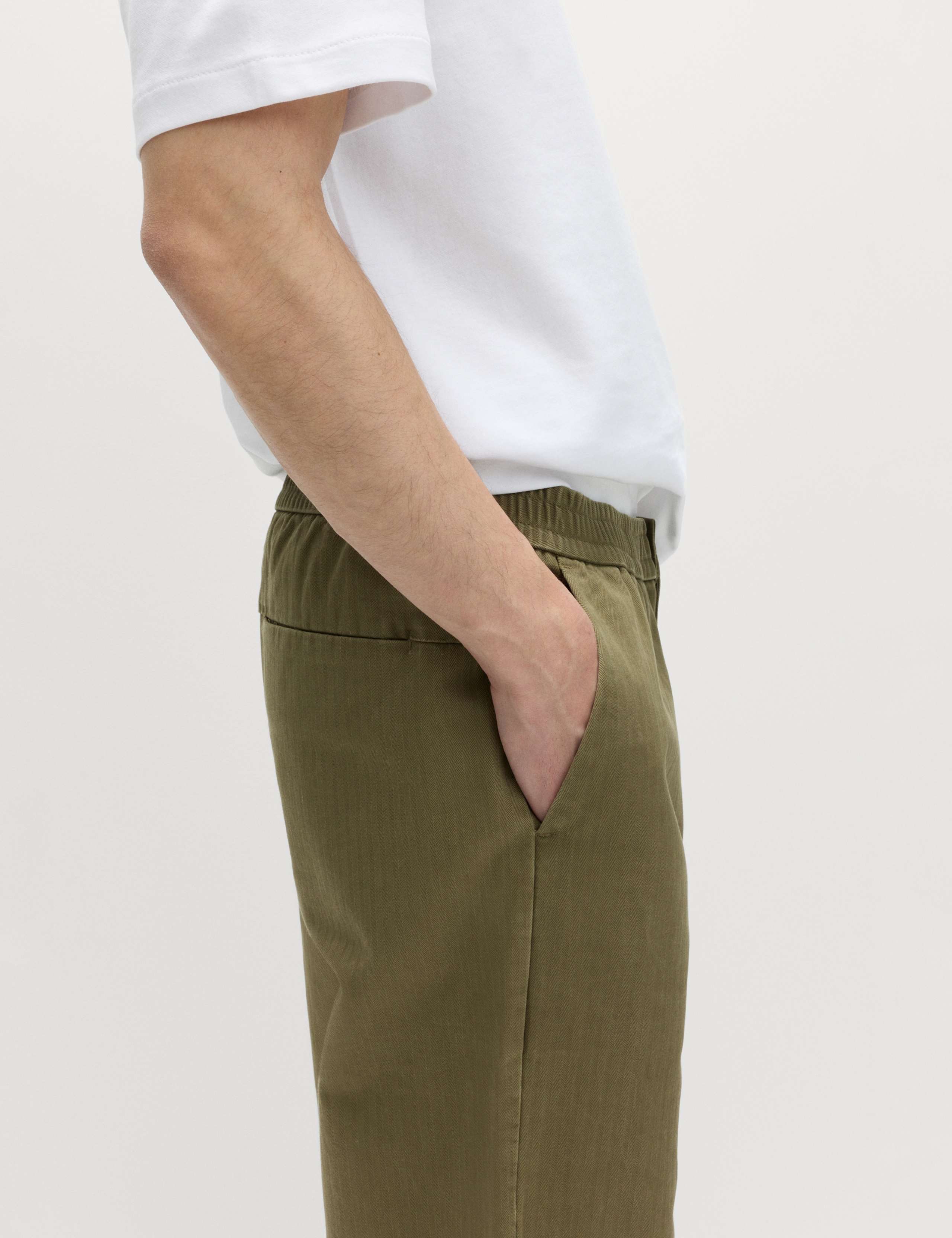 Pure Cotton Herringbone Trousers 3 of 6