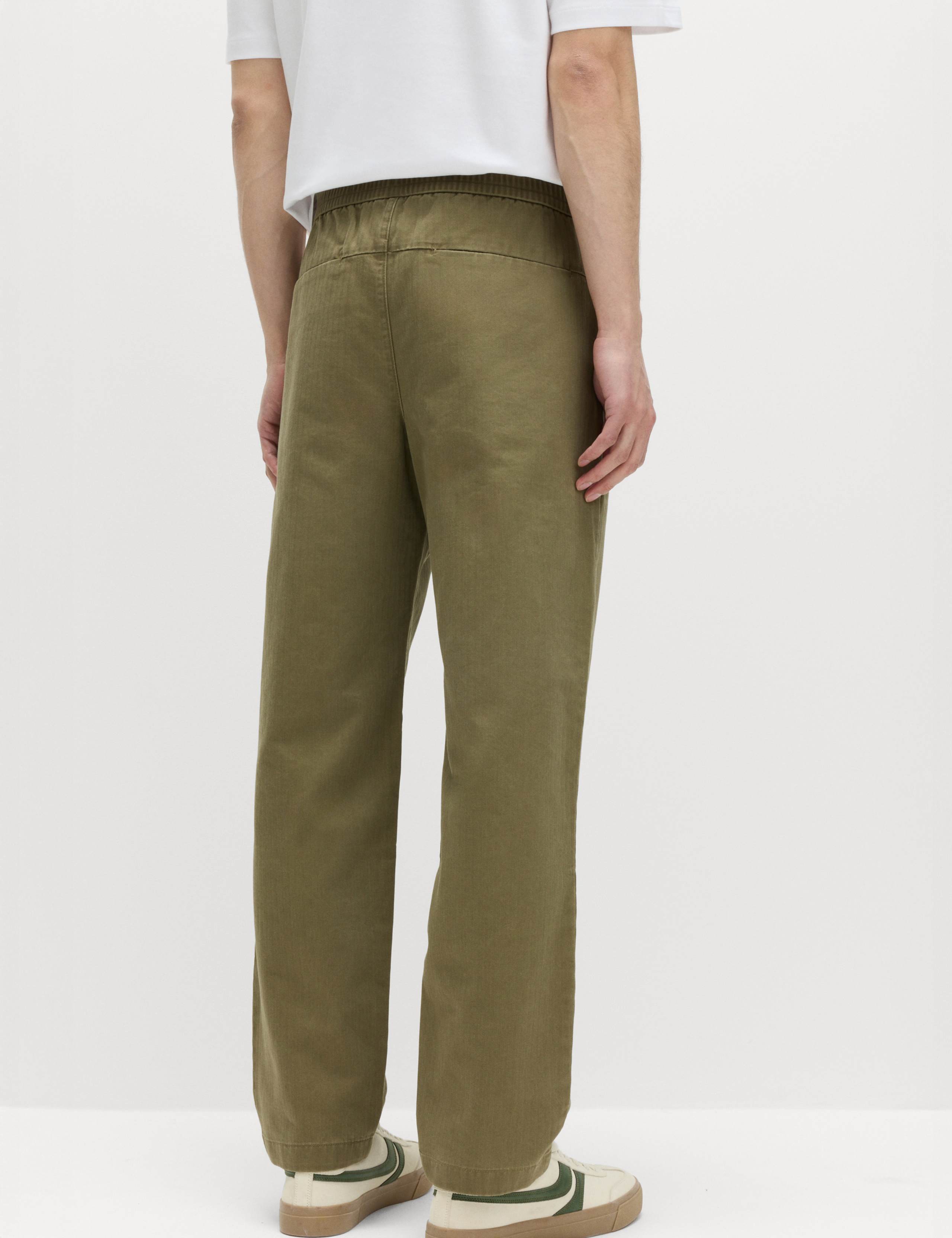 Pure Cotton Herringbone Trousers 4 of 6