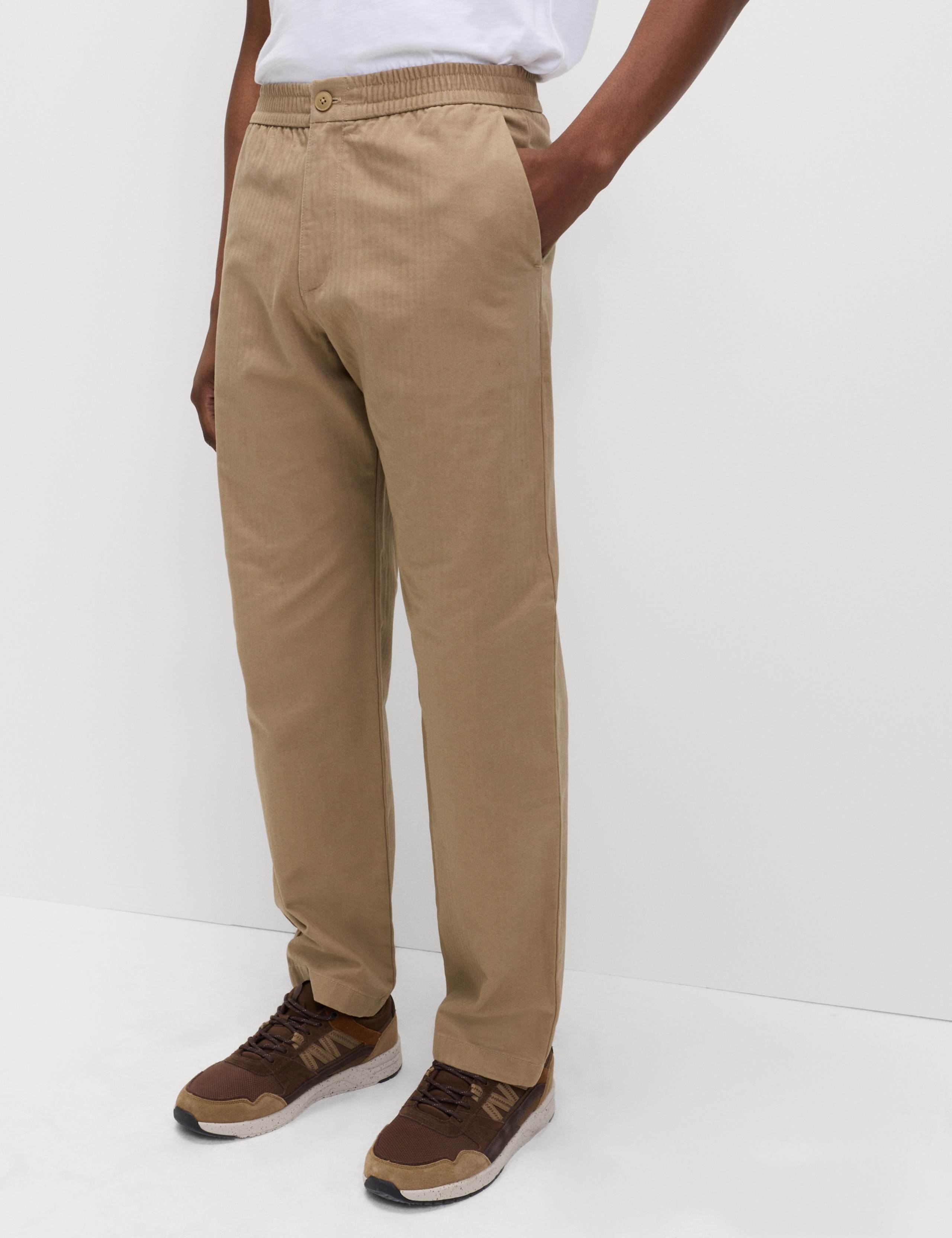 Pure Cotton Herringbone Trousers 3 of 6