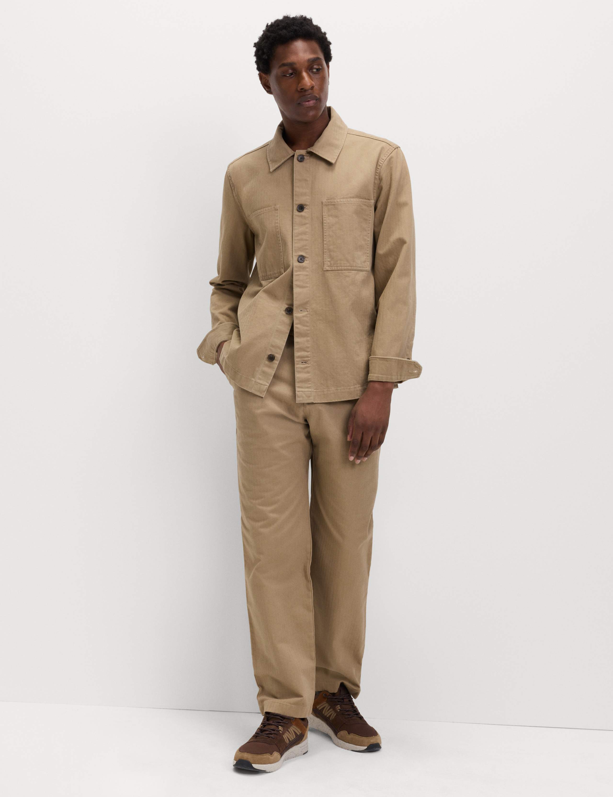 Pure Cotton Herringbone Trousers 4 of 6