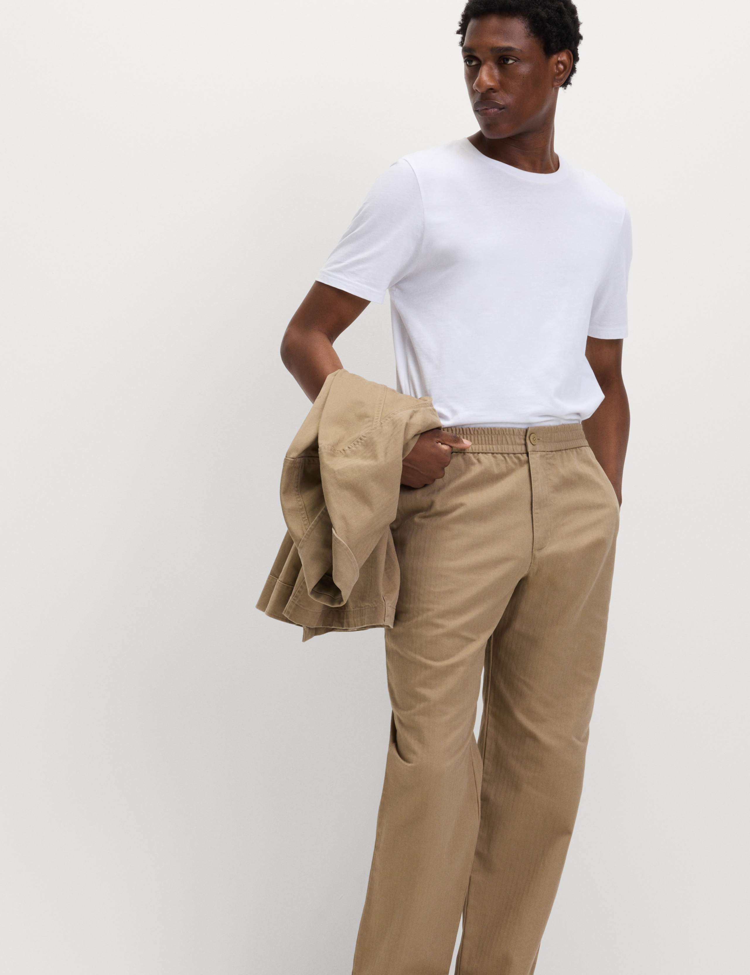 Pure Cotton Herringbone Trousers 6 of 6