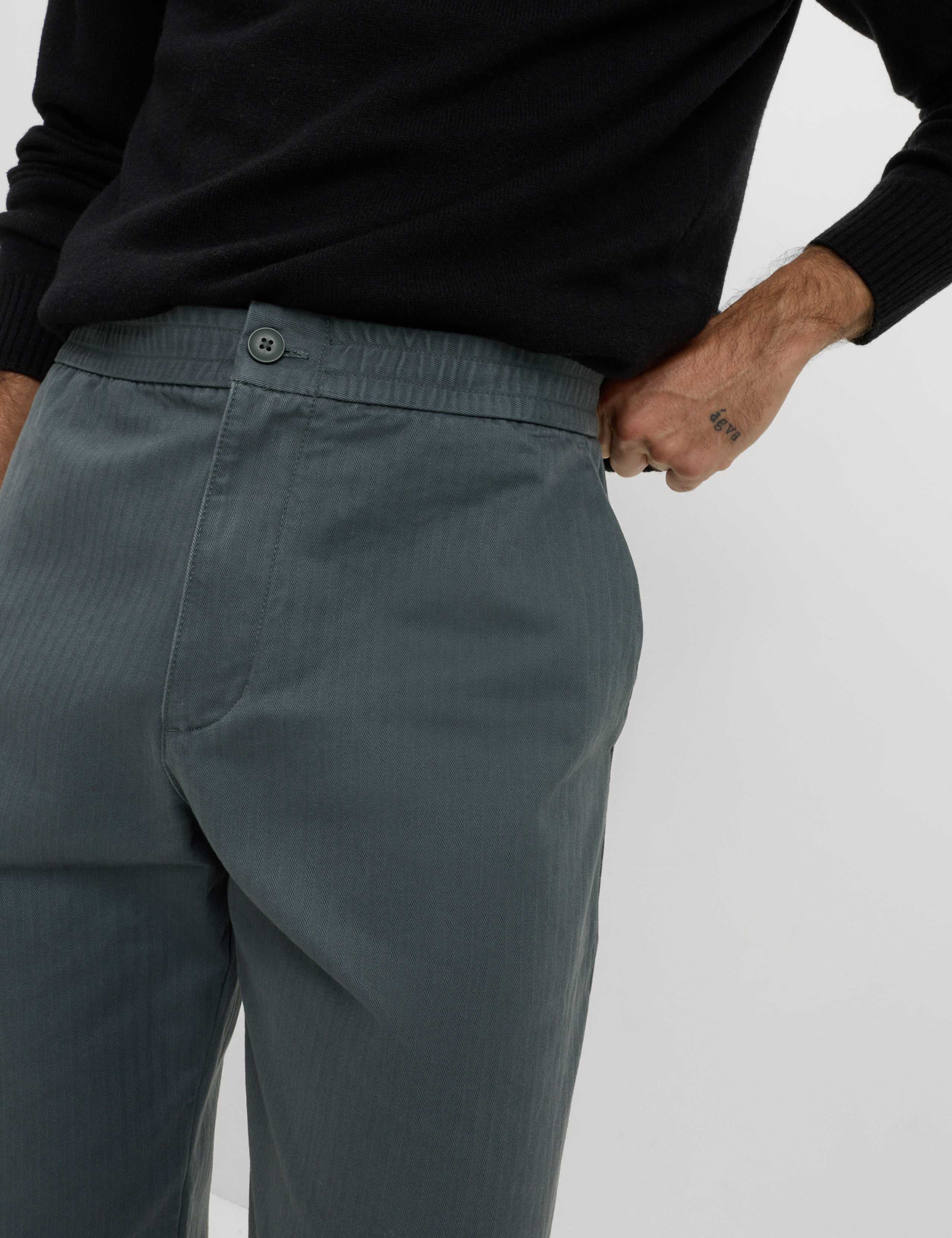 Pure Cotton Herringbone Trousers 3 of 6
