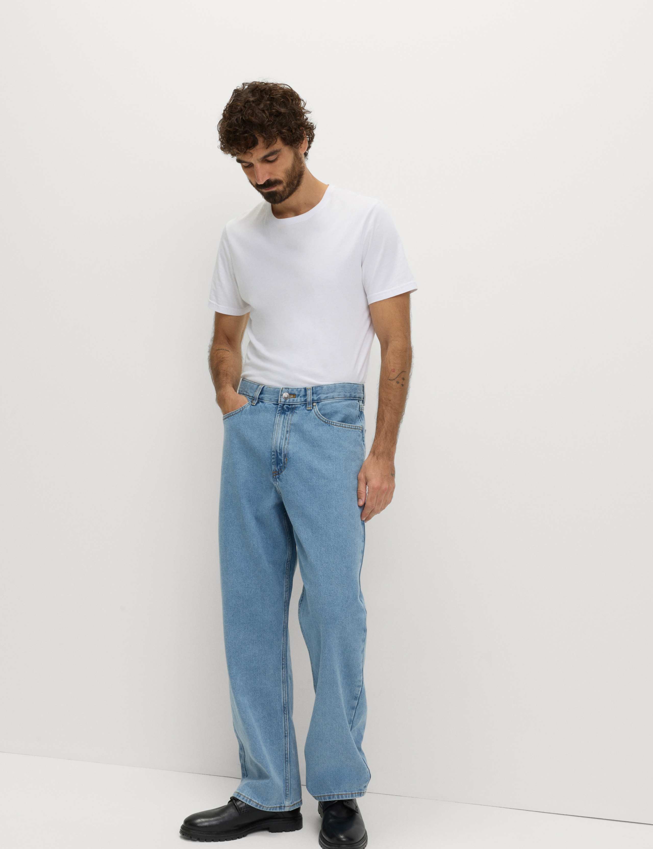 Loose Fit Pure Cotton Rigid Jeans 3 of 8