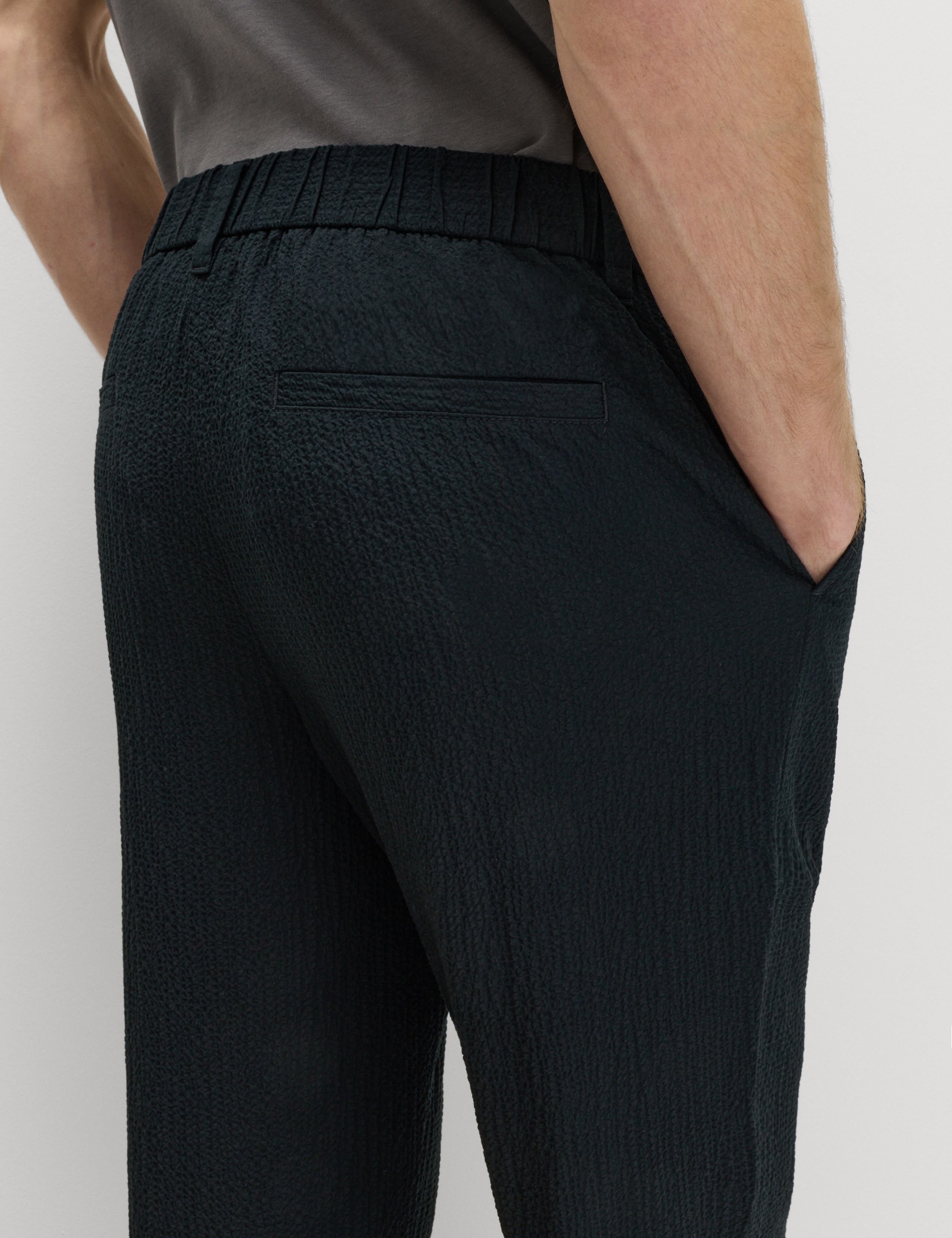 Tapered Fit Cotton Rich Seersucker Trousers 3 of 6