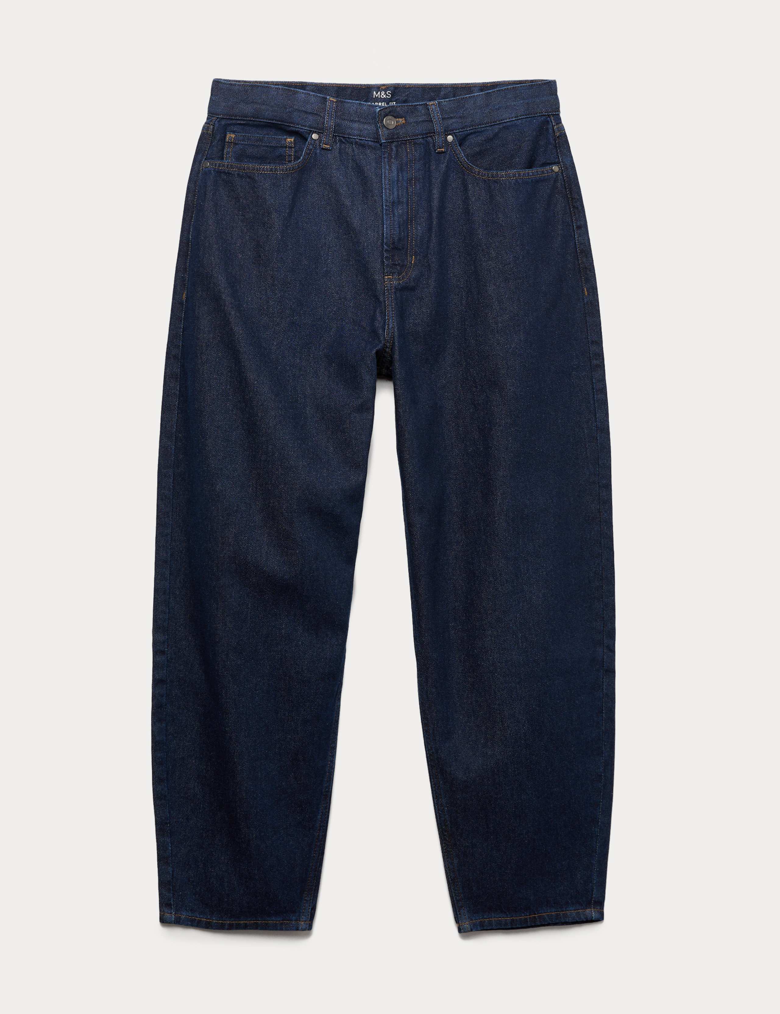 Barrel Fit Pure Cotton Rigid Jeans 2 of 8