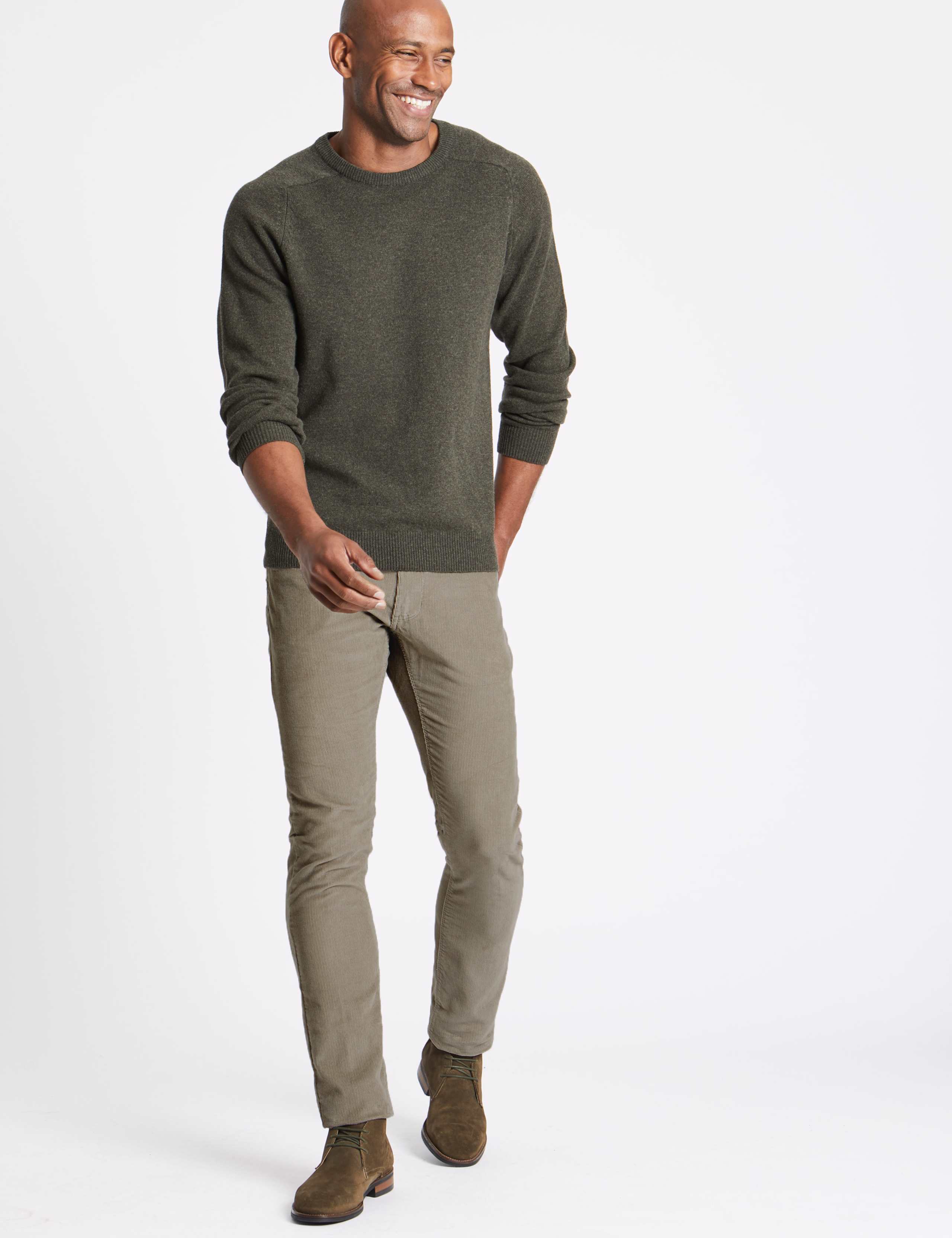 Slim Fit Pure Cotton Corduroy Trousers 3 of 4