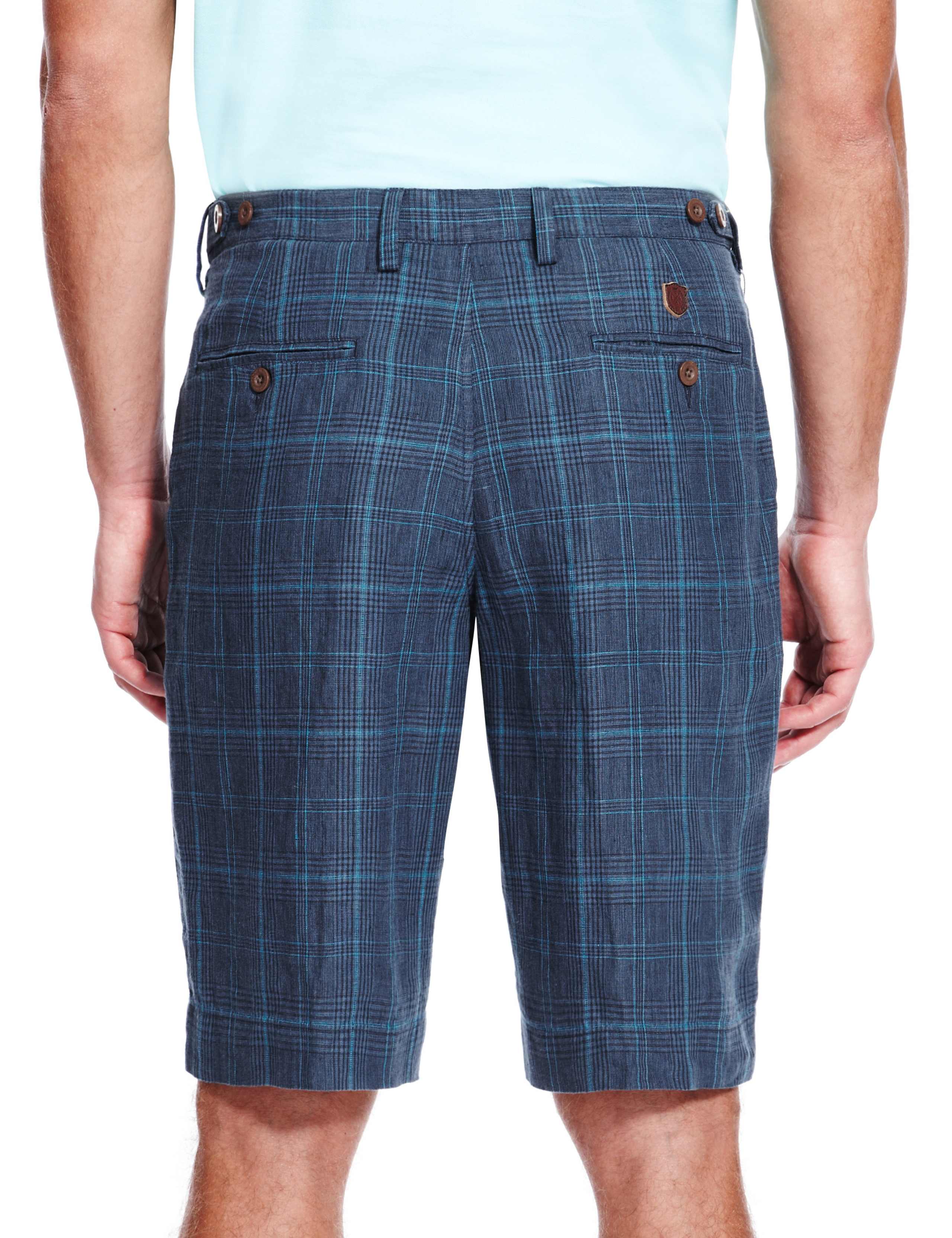 Luxury Pure Linen Checked Chino Shorts 3 of 4