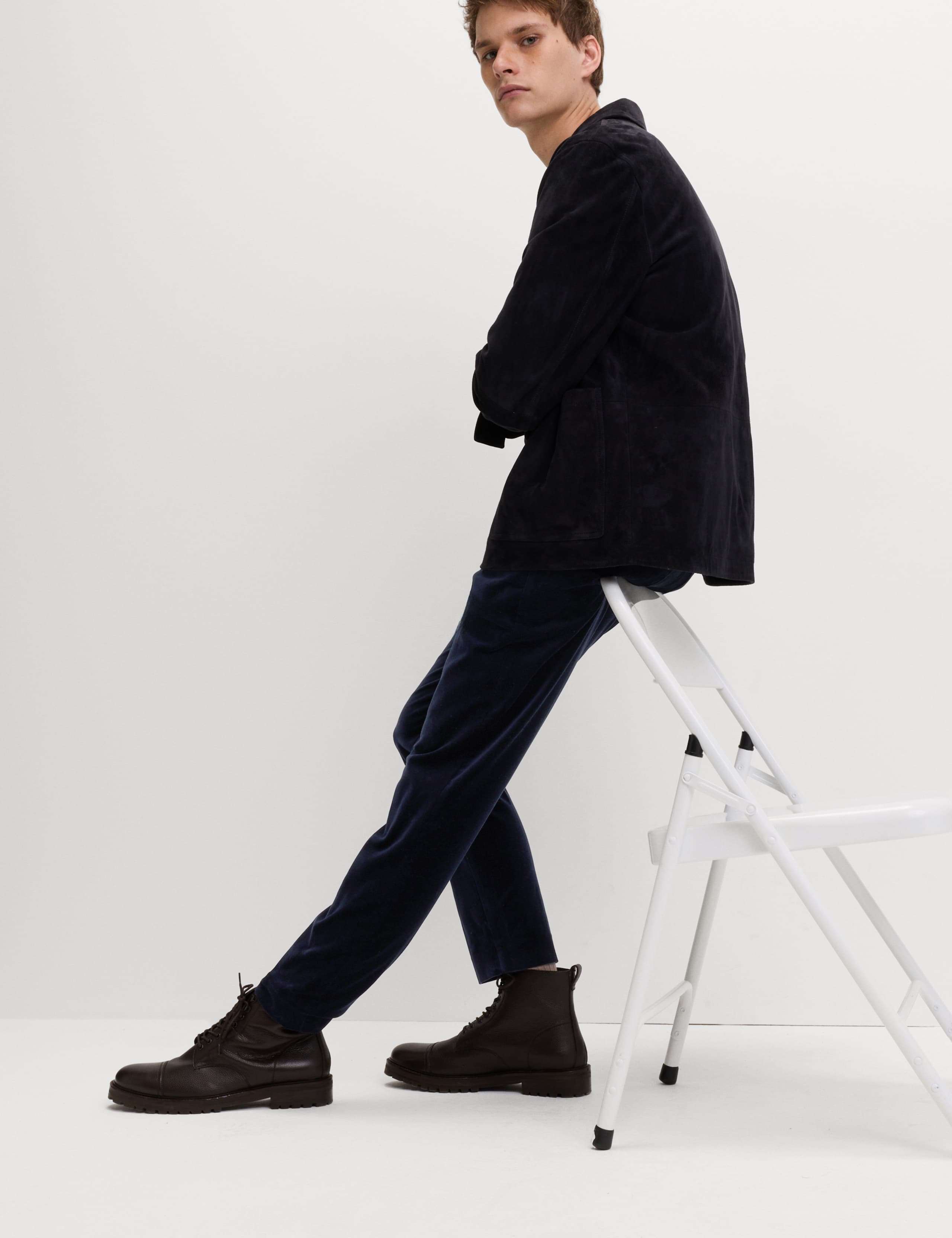 Slim Fit Velvet Stretch Trousers 3 of 5