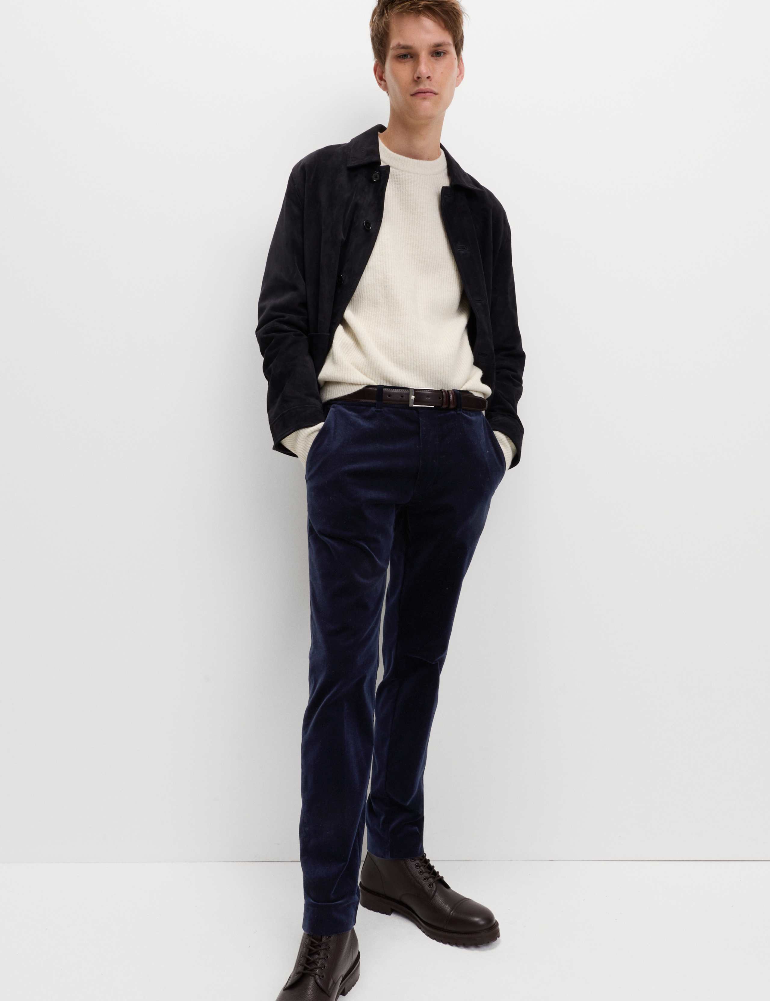 Slim Fit Velvet Stretch Trousers 4 of 5