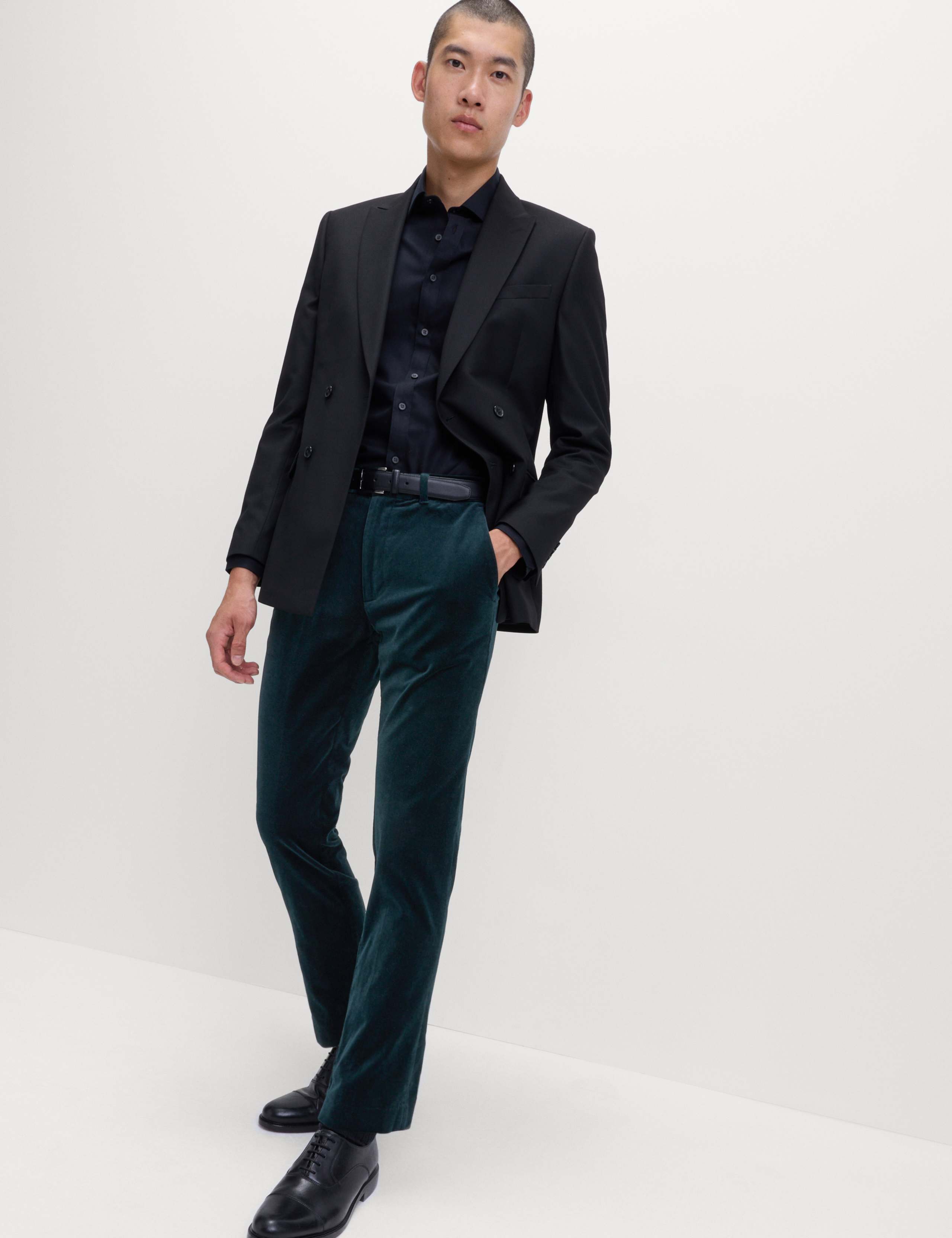 Slim Fit Velvet Stretch Trousers 3 of 5