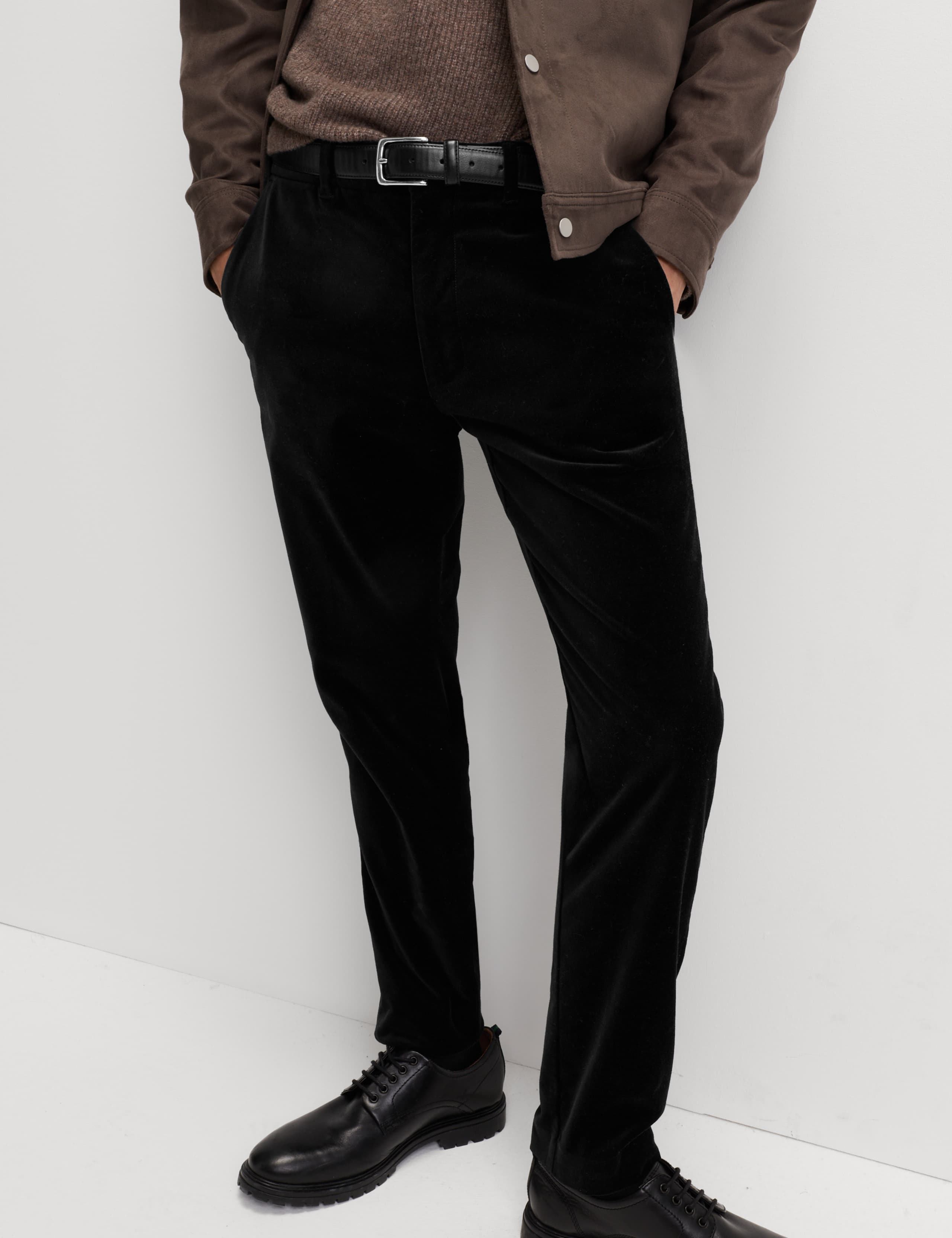 Slim Fit Velvet Stretch Trousers 1 of 6