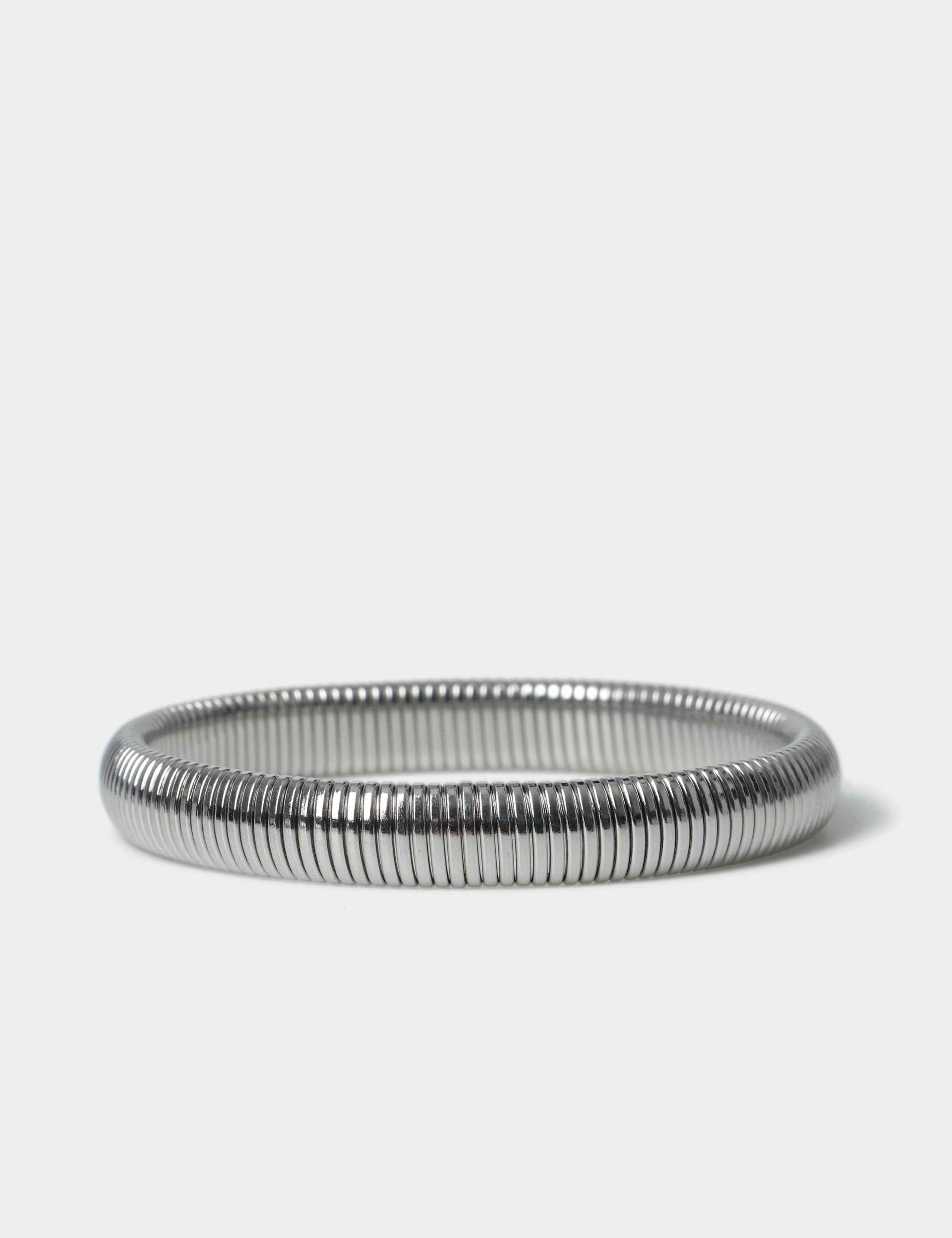 Waterproof Stainless Steel Silver Tone Stretch Bracelet 2 of 2