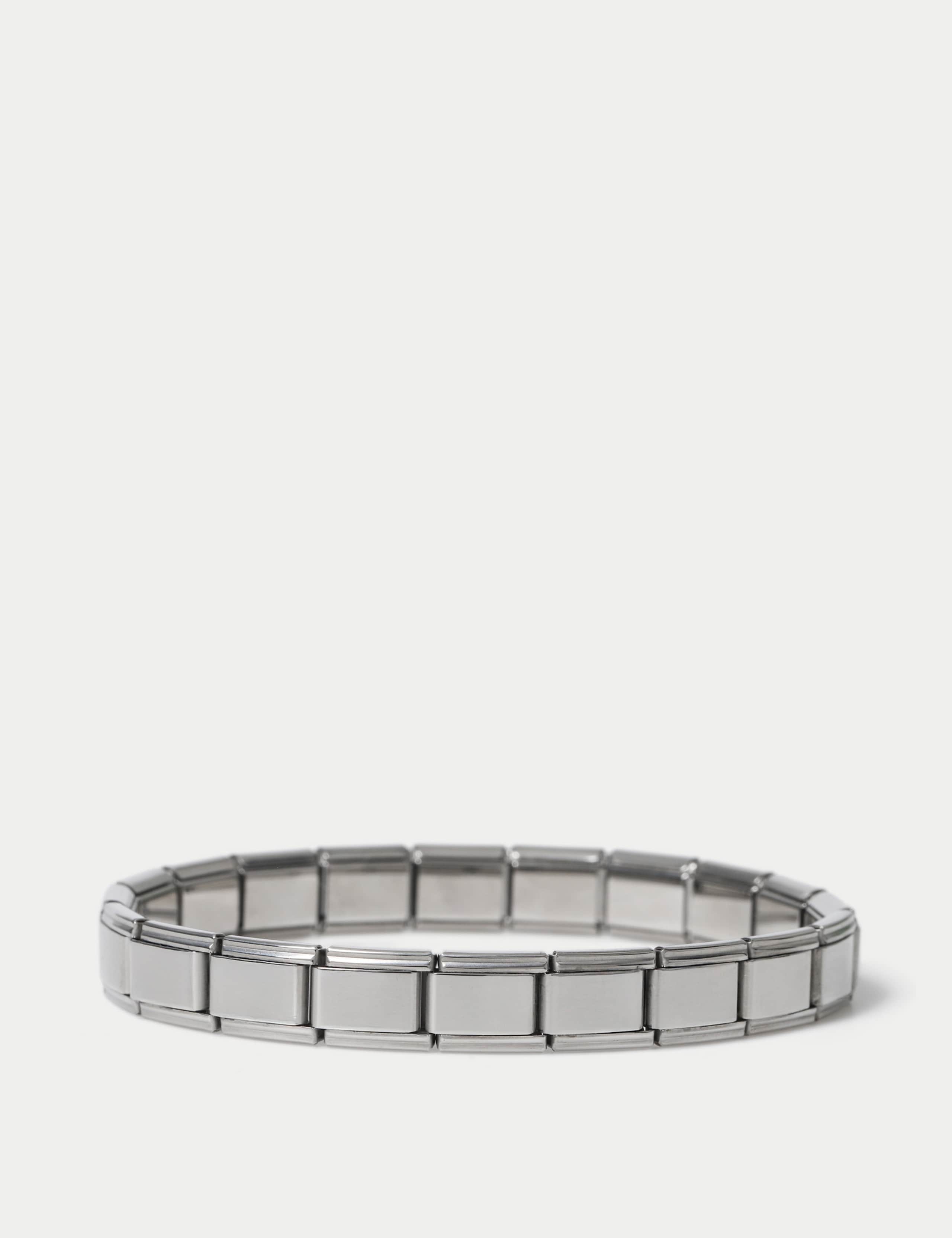 Stainless Steel Silver Tone Link Stretch Bracelet 2 of 2