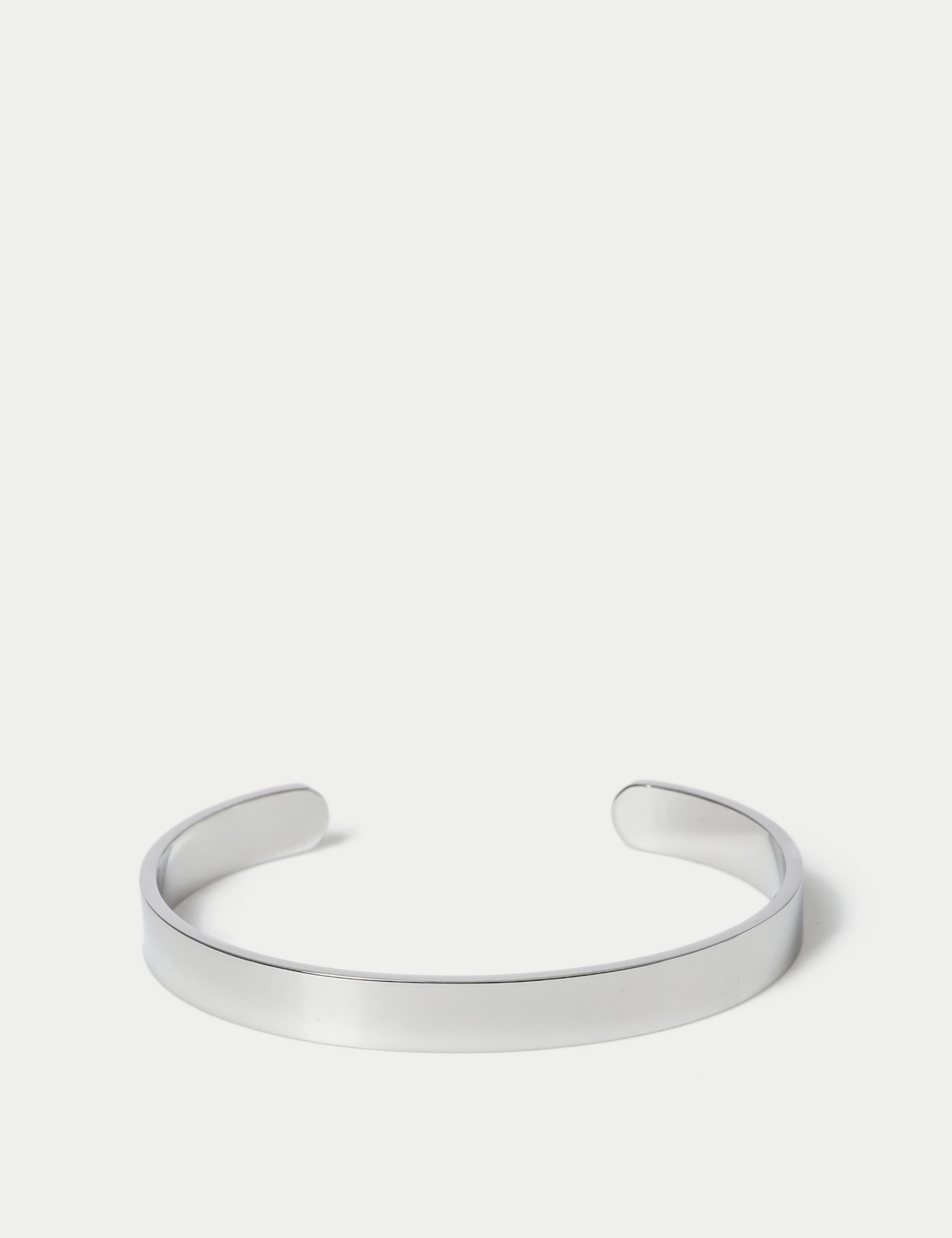 Stainless Steel Silver Tone Open Cuff Bracelet 2 of 2