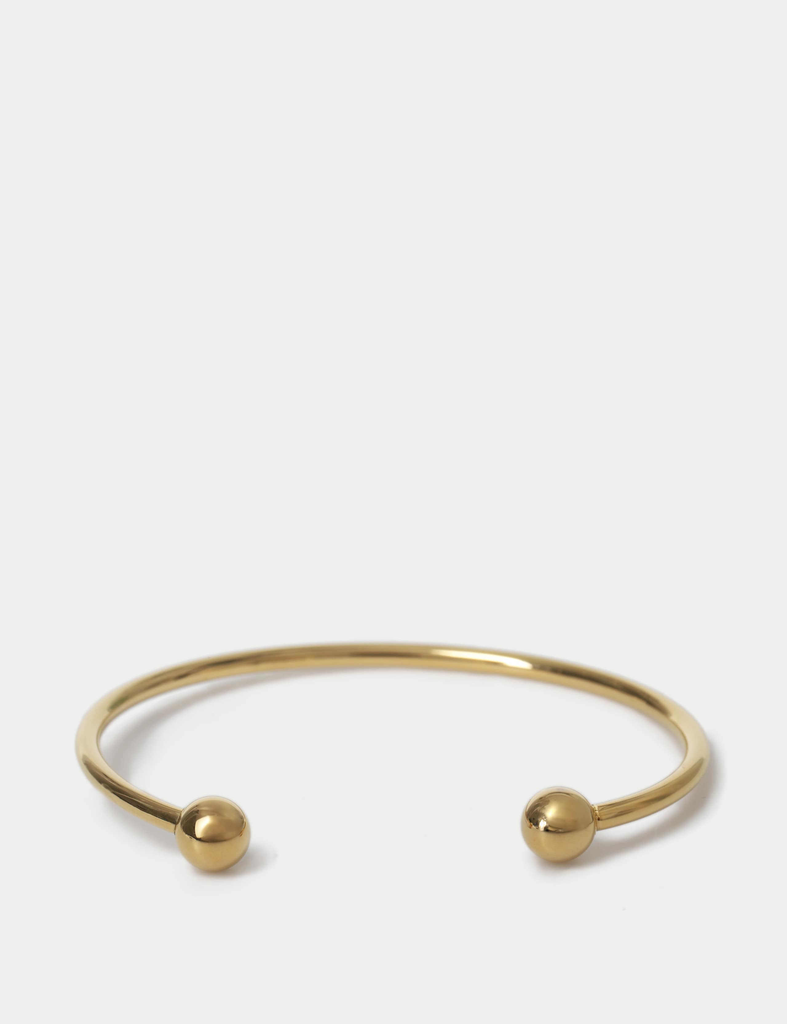 Stainless Steel Silver Tone Ball Cuff Bracelet 2 of 2