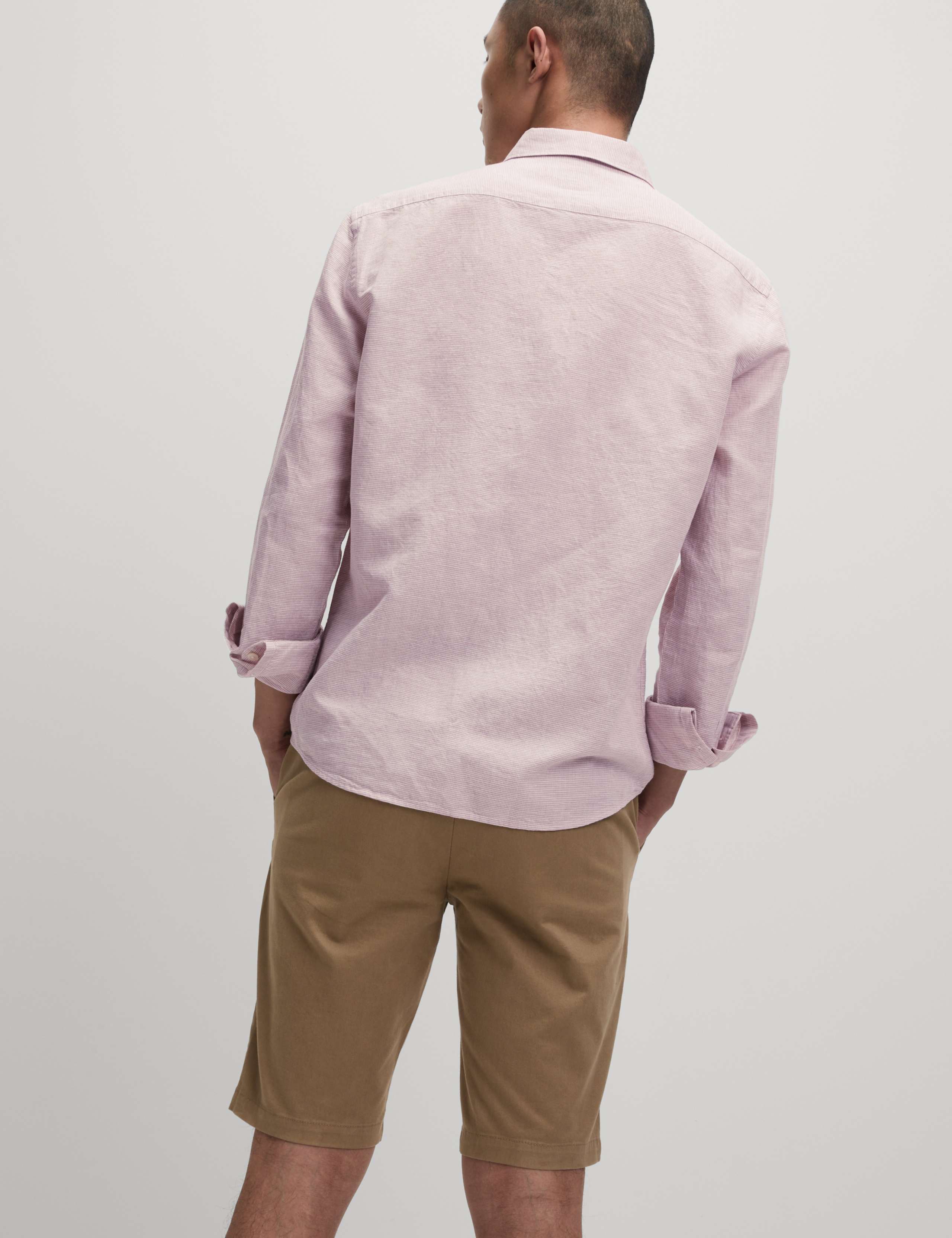 Cotton Linen Blend Puppytooth Shirt 4 of 4