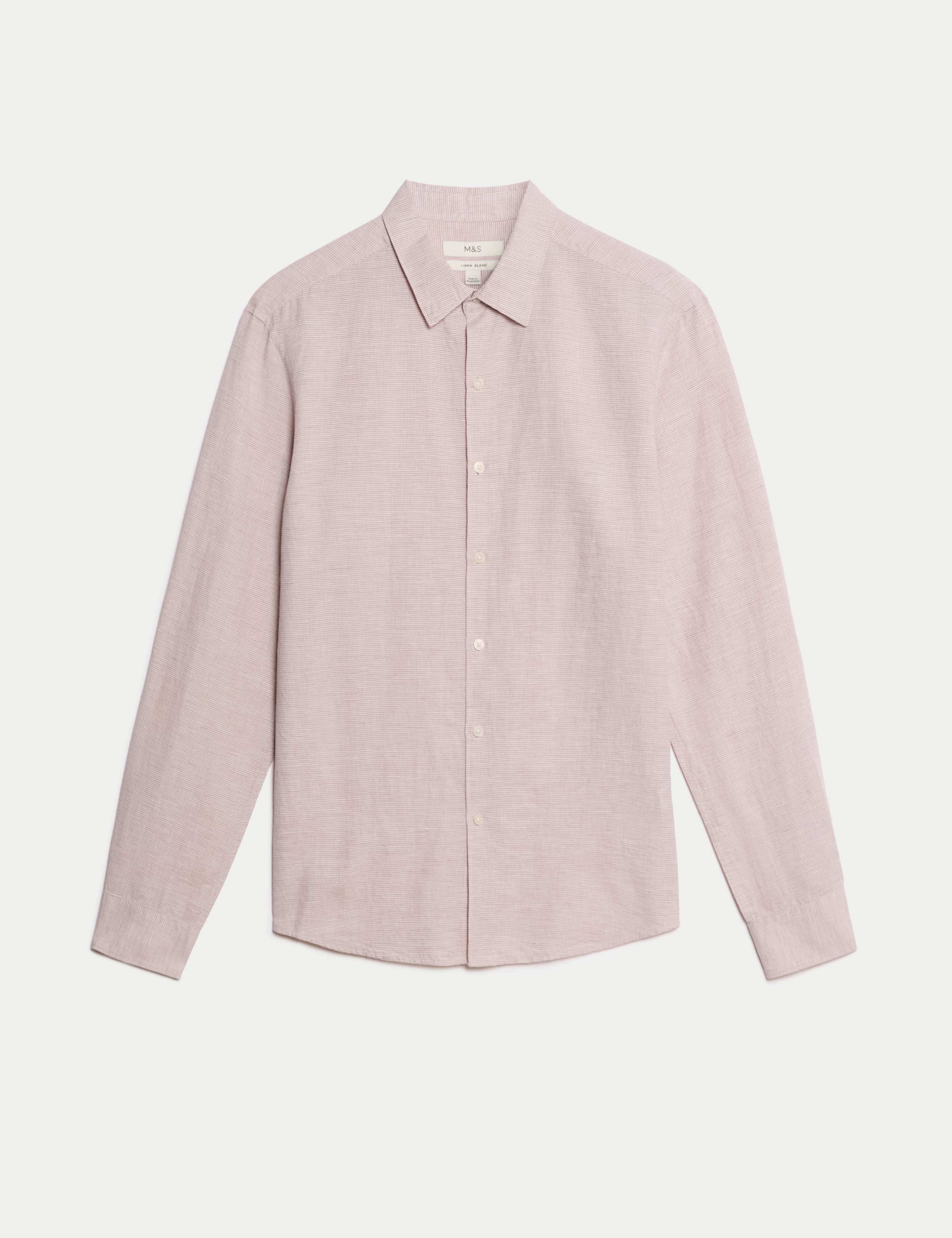 Cotton Linen Blend Puppytooth Shirt 2 of 4