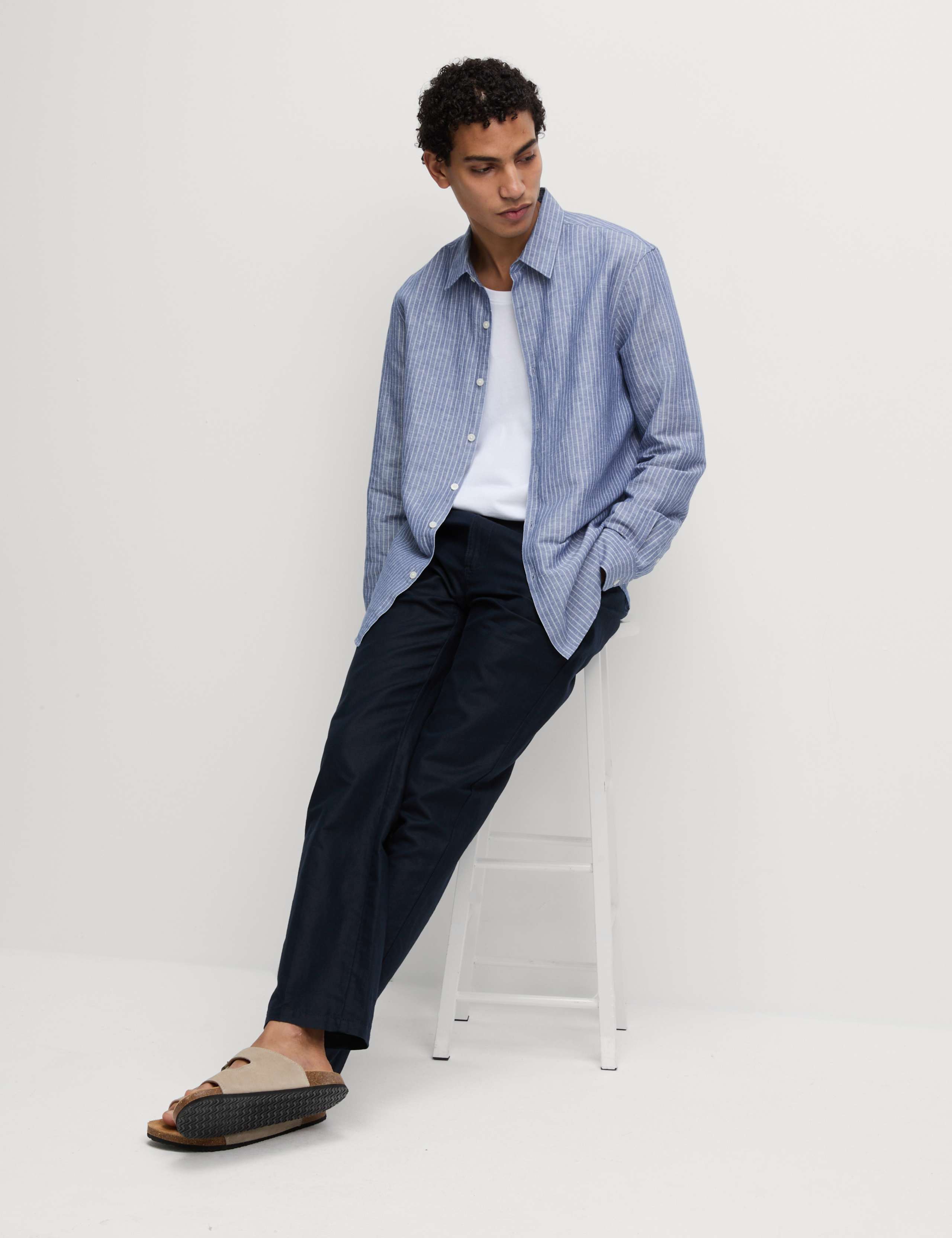 Cotton Linen Blend Striped Shirt 6 of 6