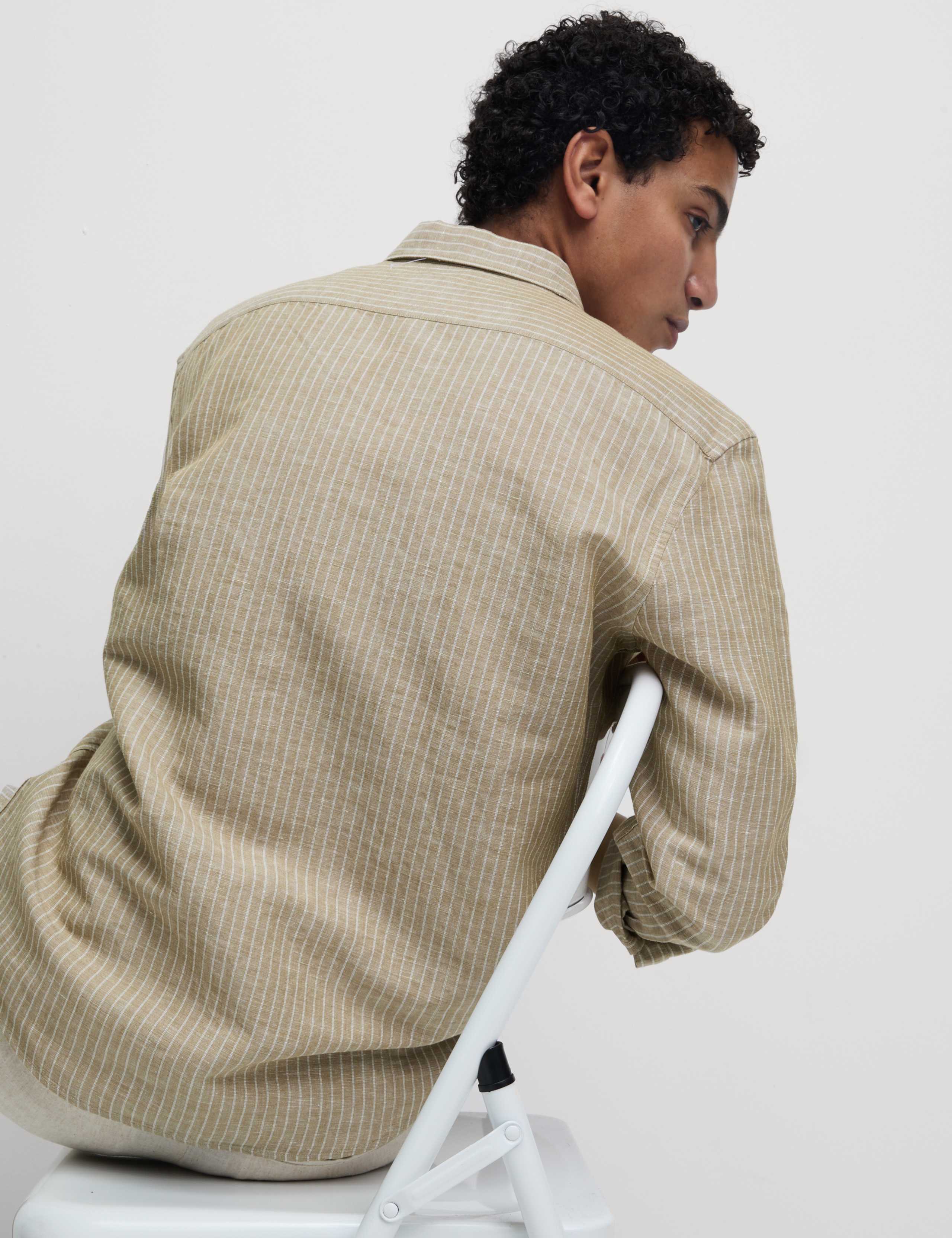 Cotton Linen Blend Striped Shirt 4 of 5