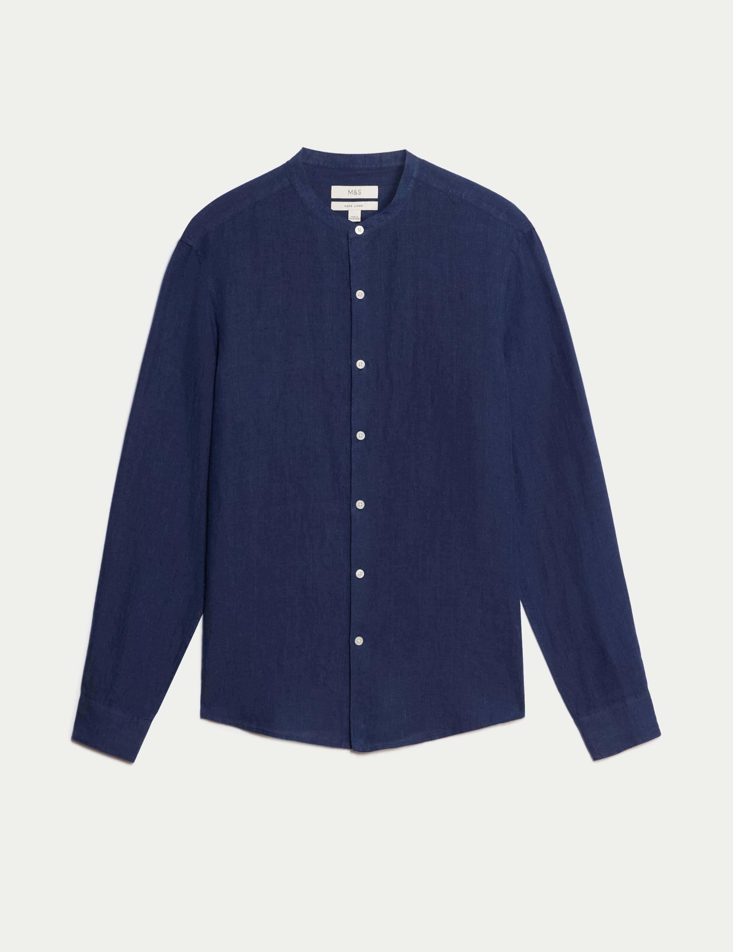 Pure Linen Grandad Collar Shirt 2 of 5