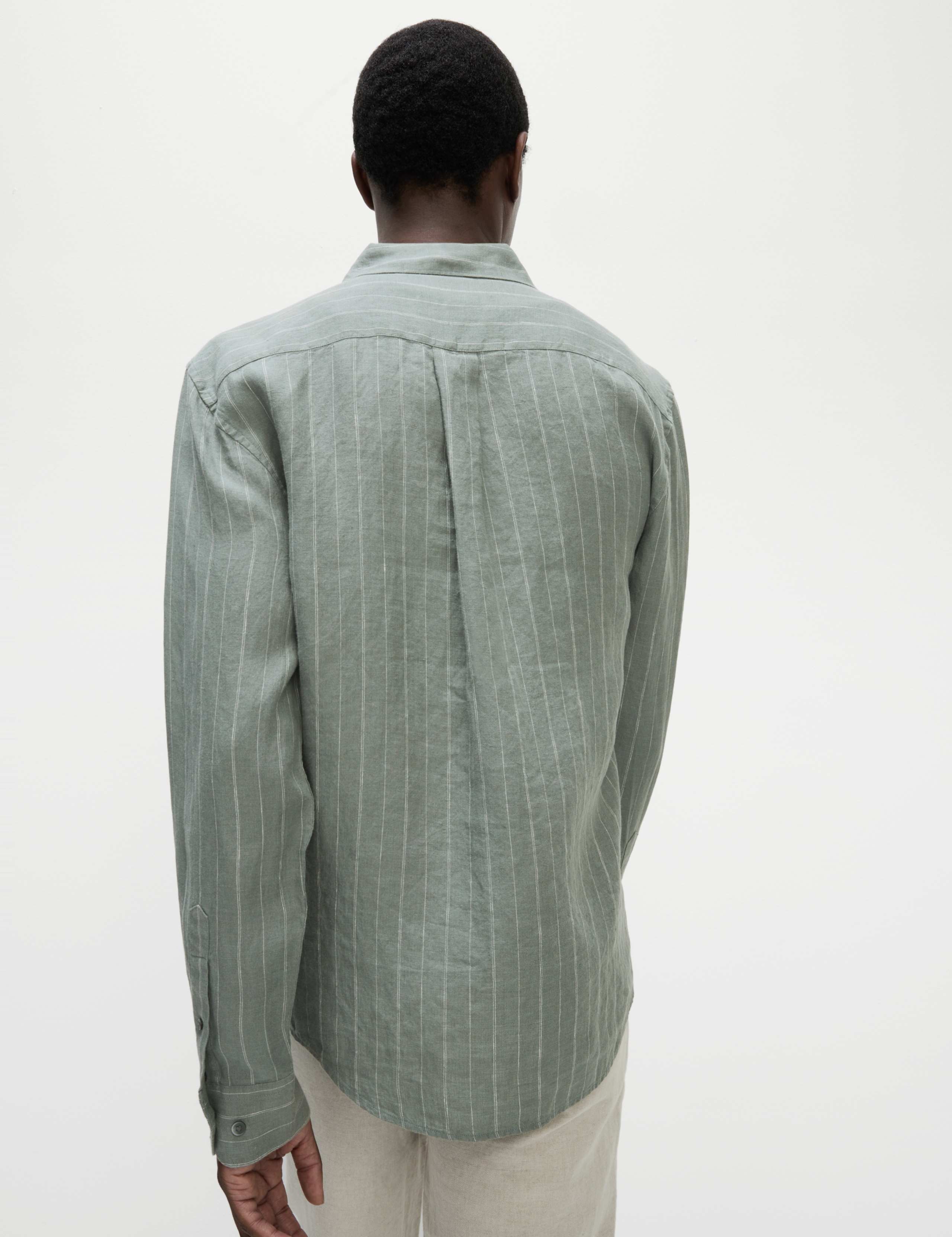 Regular Fit Pure Linen Striped Shirt 3 of 5