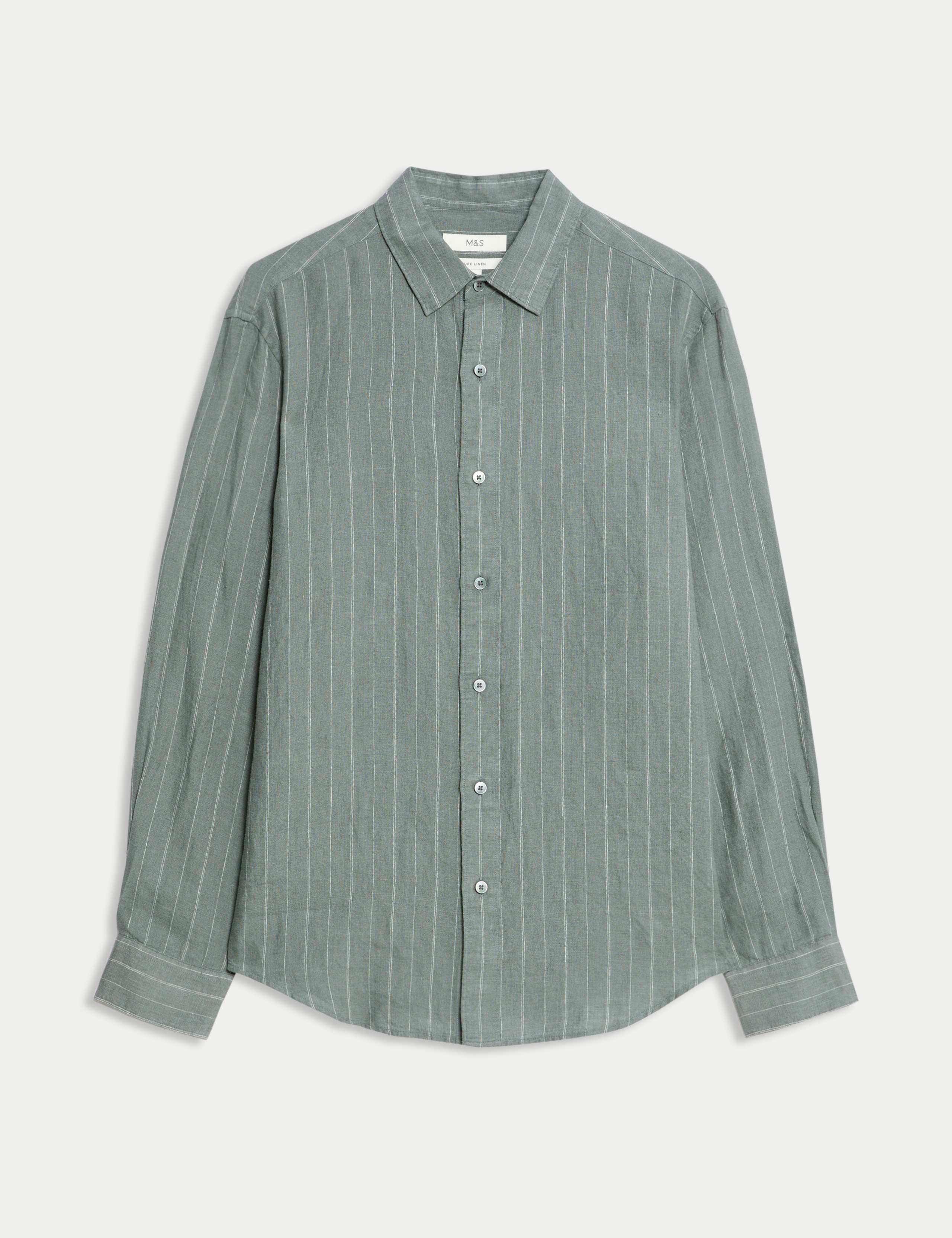 Regular Fit Pure Linen Striped Shirt 2 of 5