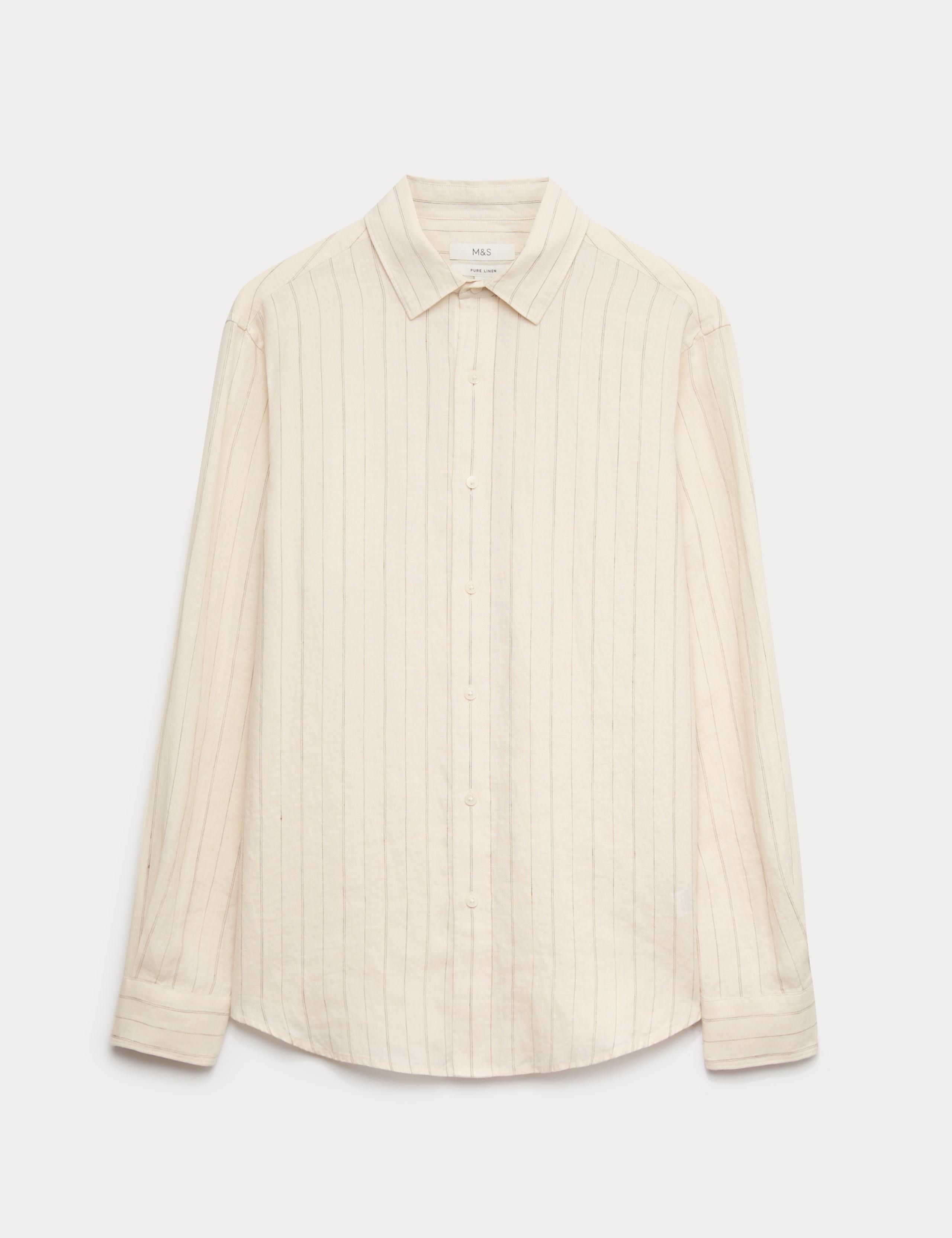 Regular Fit Pure Linen Striped Shirt 2 of 6