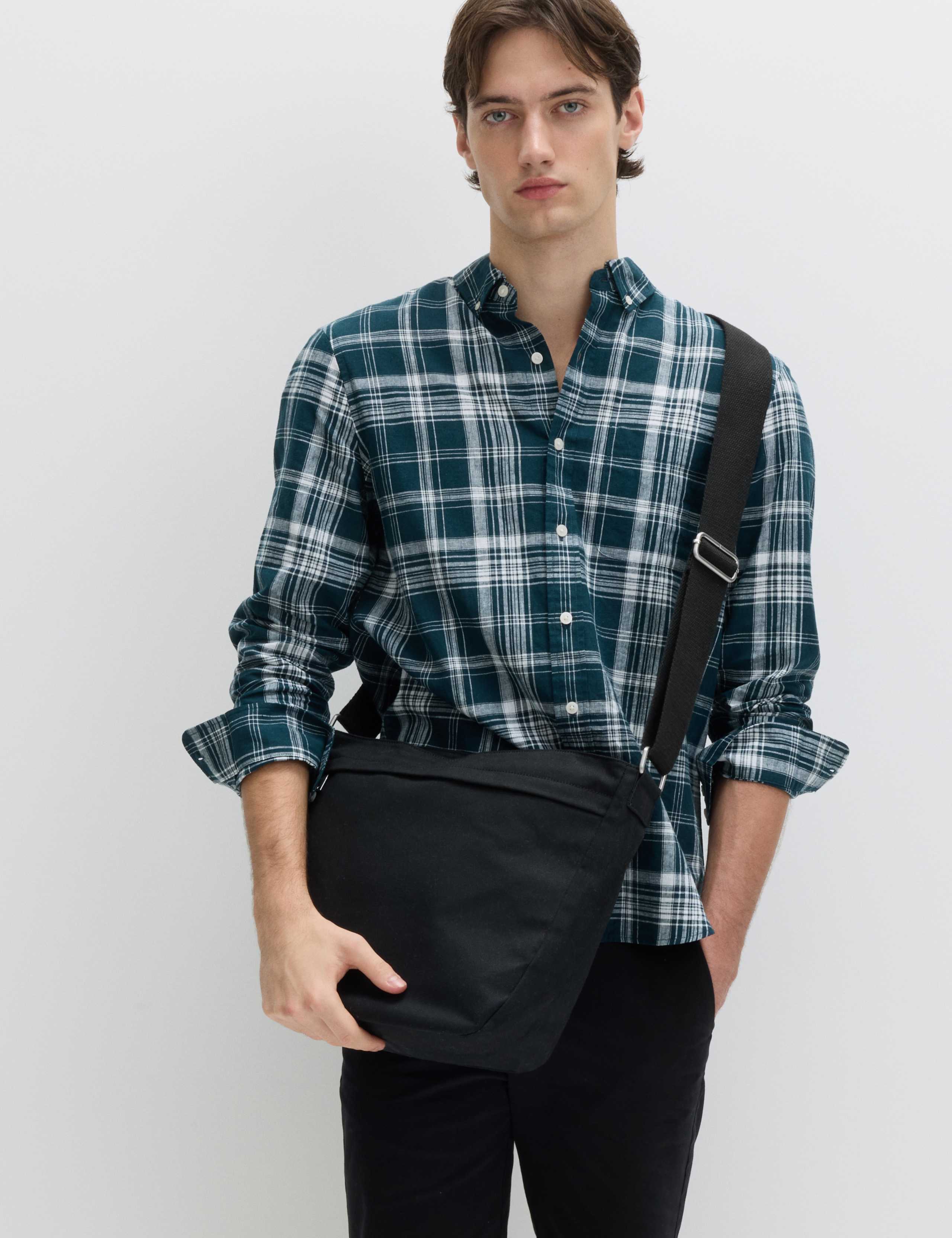Linen Cotton Blend Check Shirt 3 of 4