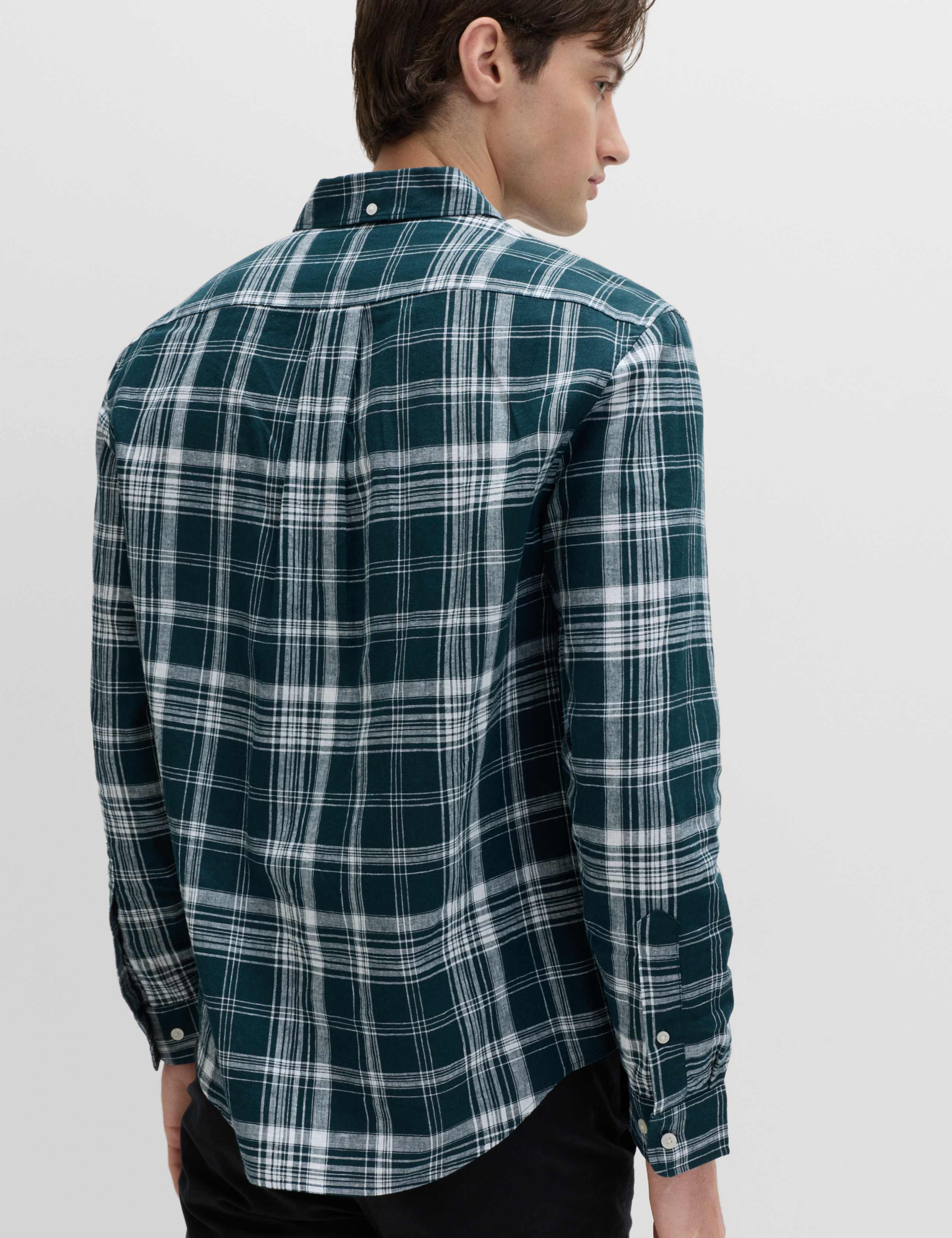 Linen Cotton Blend Check Shirt 4 of 4