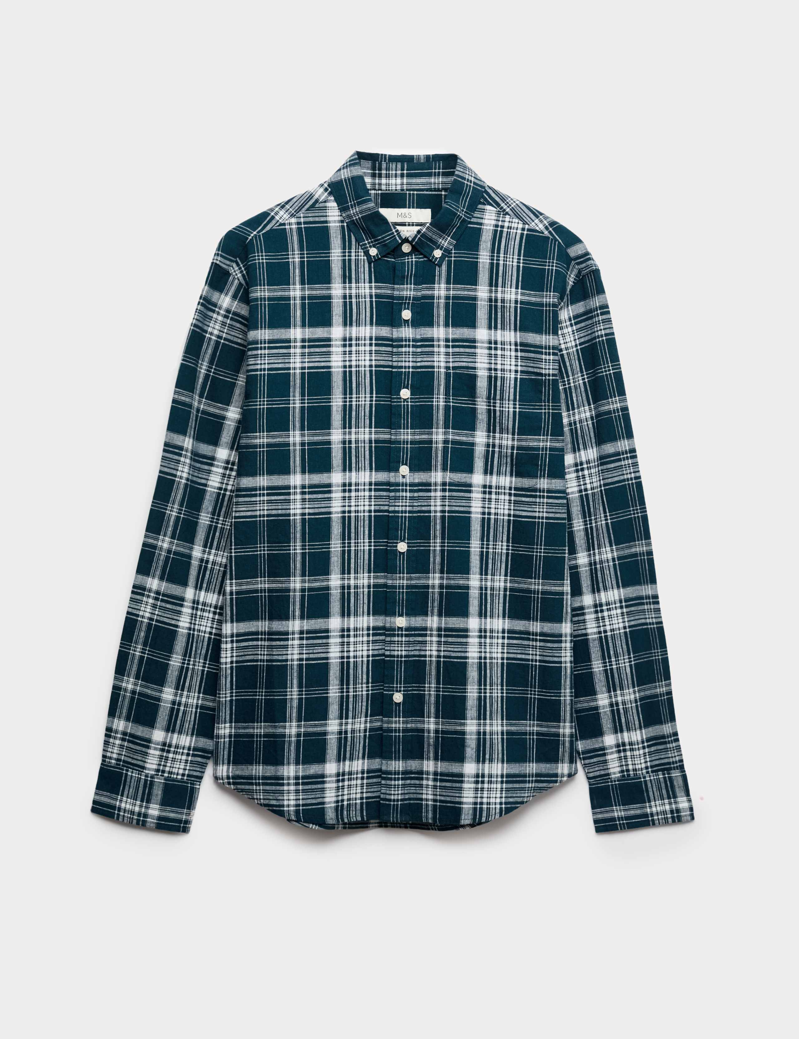Linen Cotton Blend Check Shirt 2 of 4