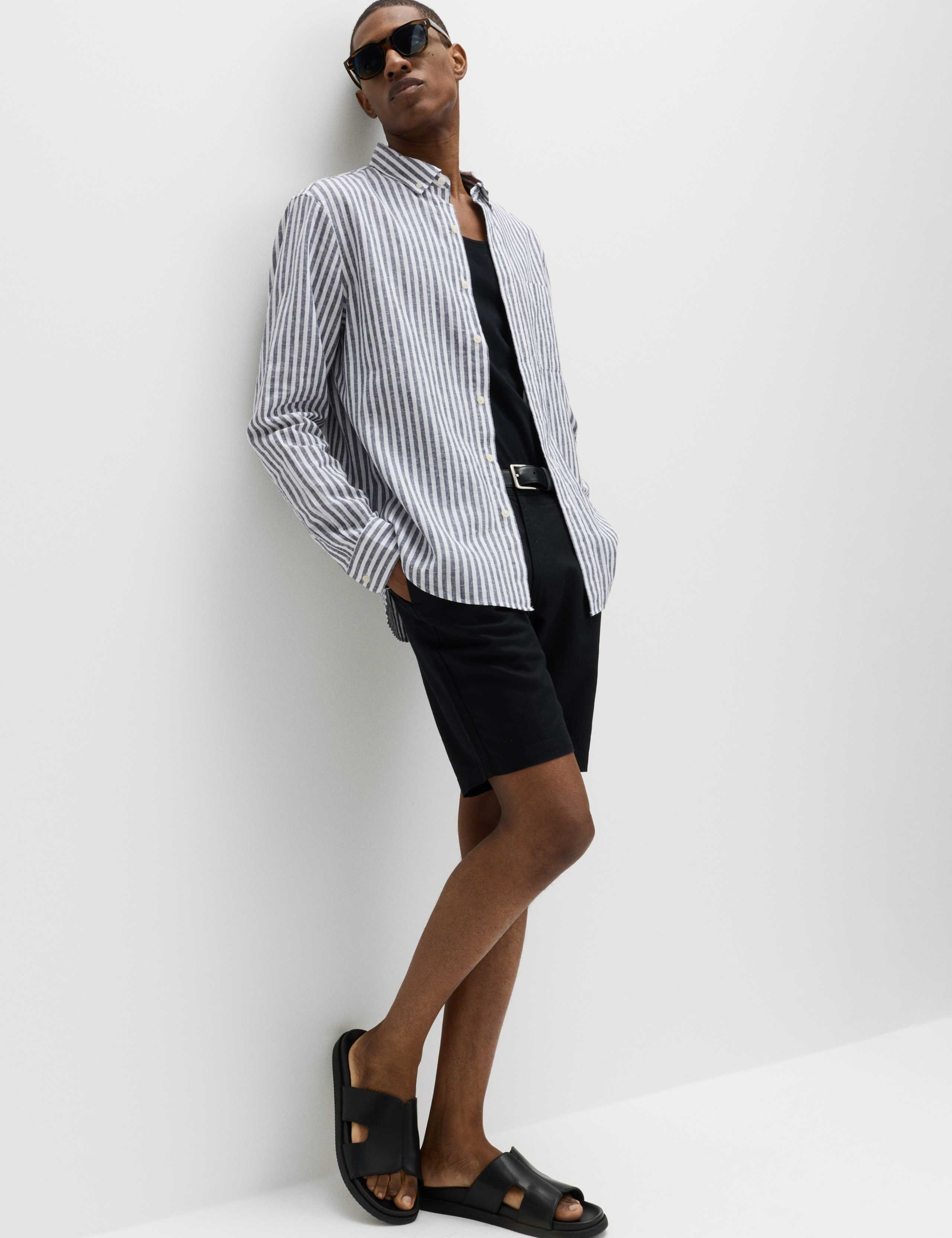 Linen Cotton Blend Striped Shirt 6 of 6