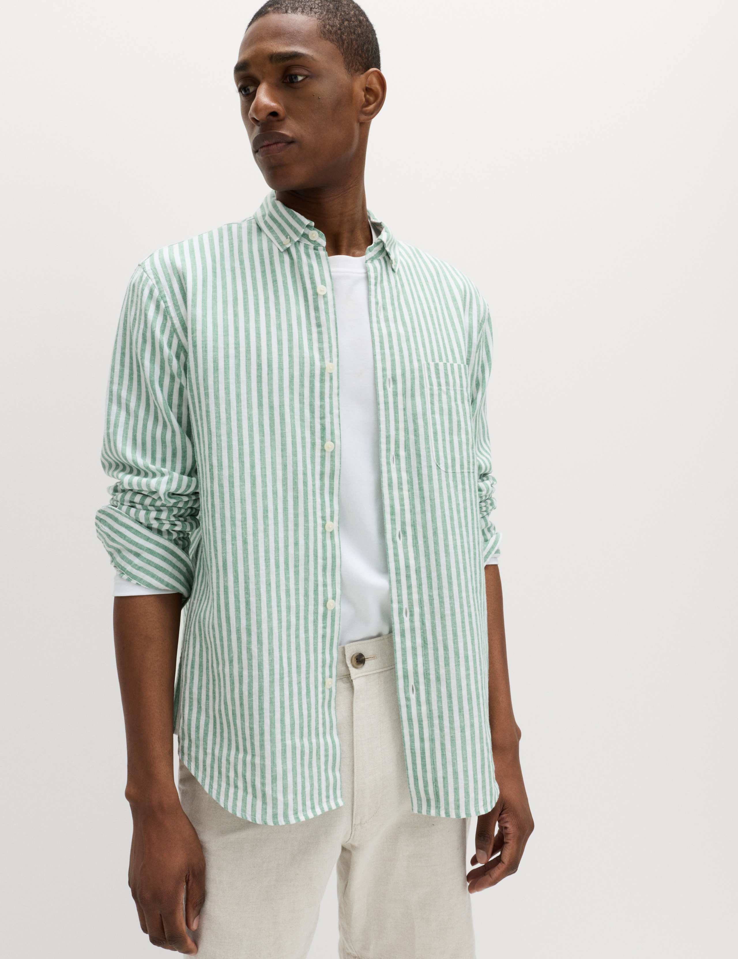 Linen Cotton Blend Striped Shirt 6 of 7