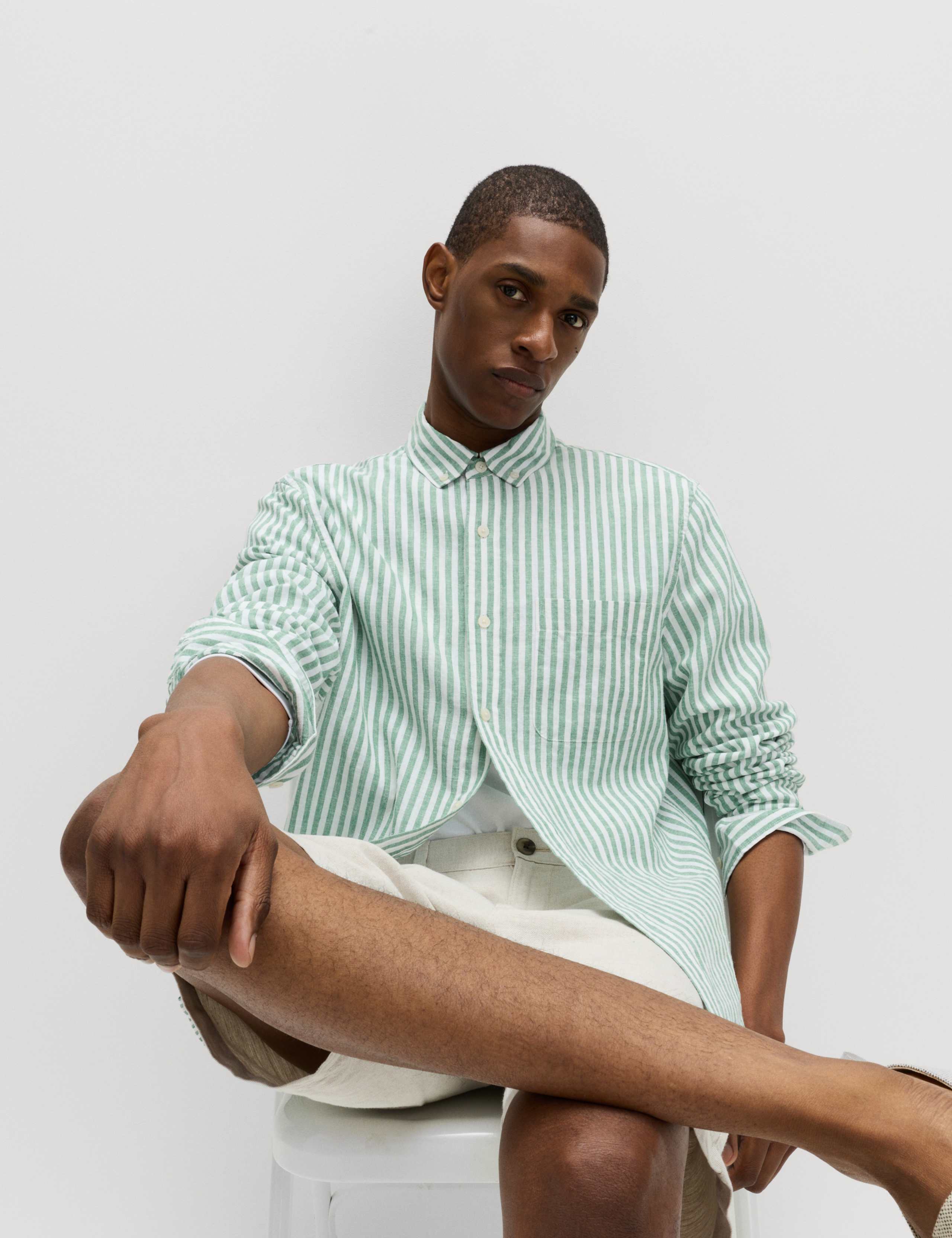 Linen Cotton Blend Striped Shirt 7 of 7