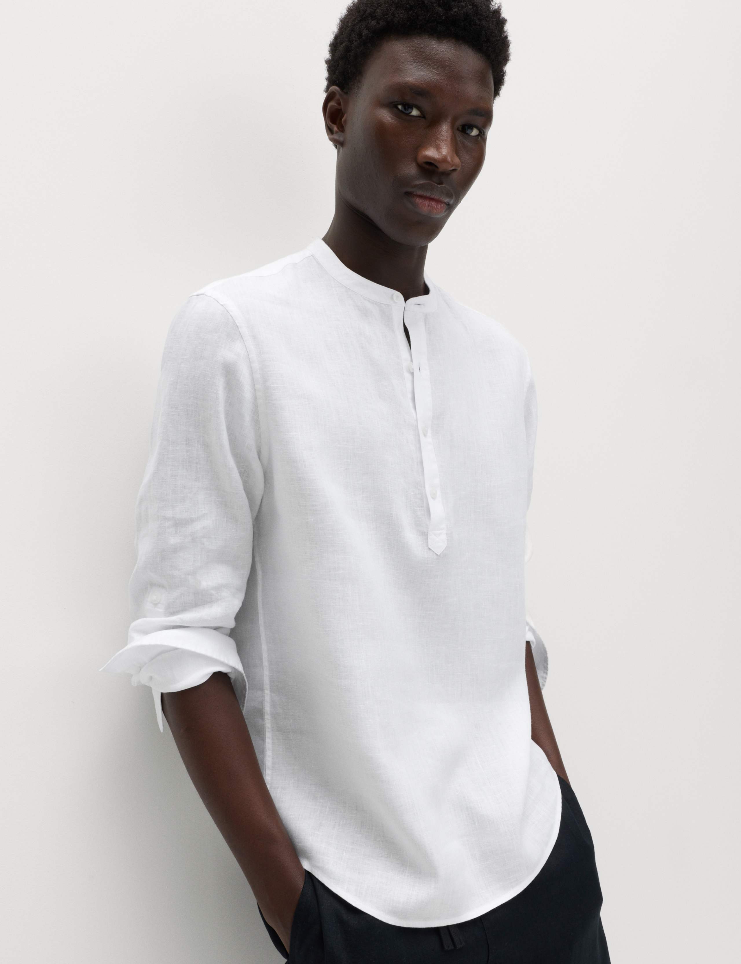 Pure Linen Grandad Collar Shirt 1 of 6
