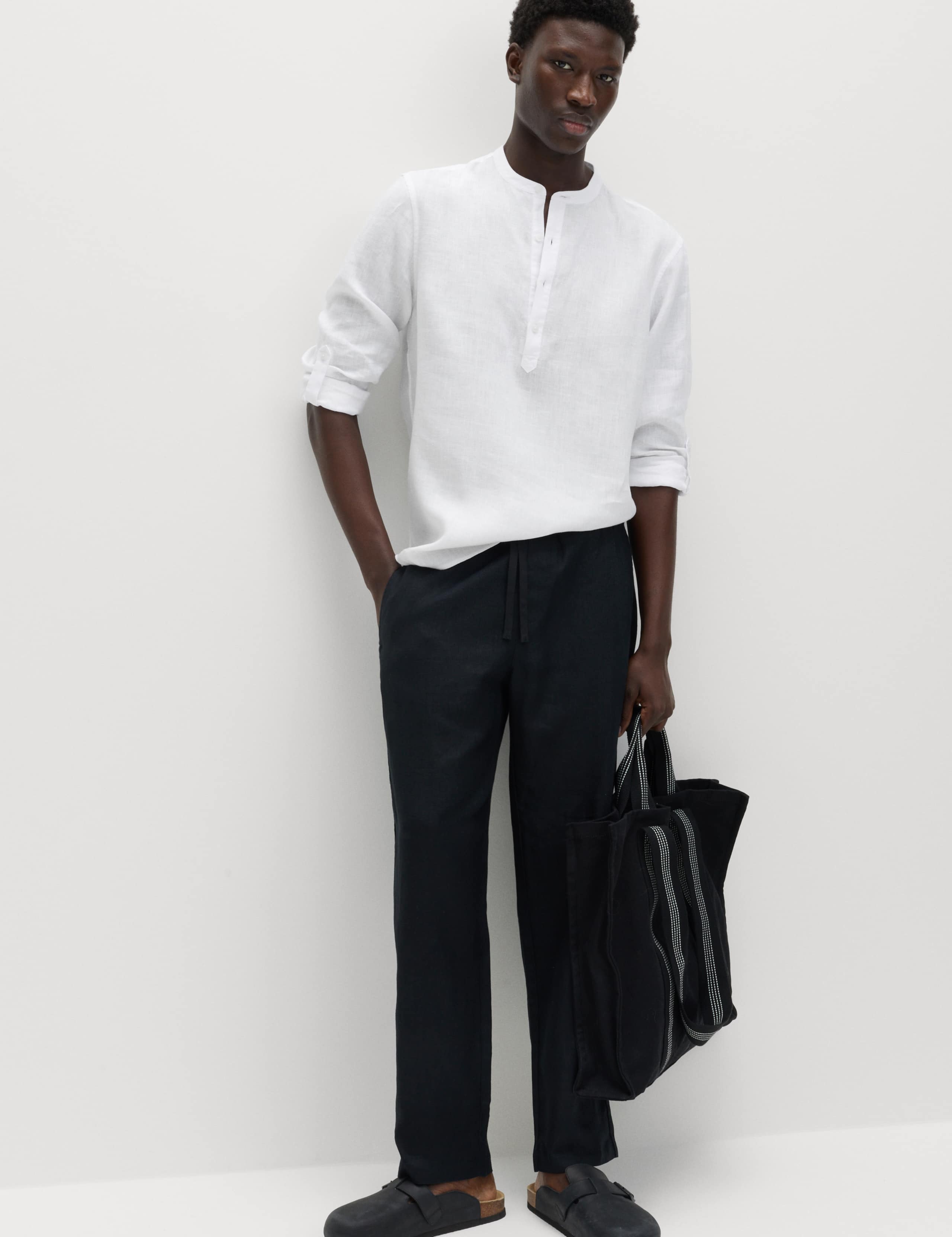 Pure Linen Grandad Collar Shirt 6 of 6