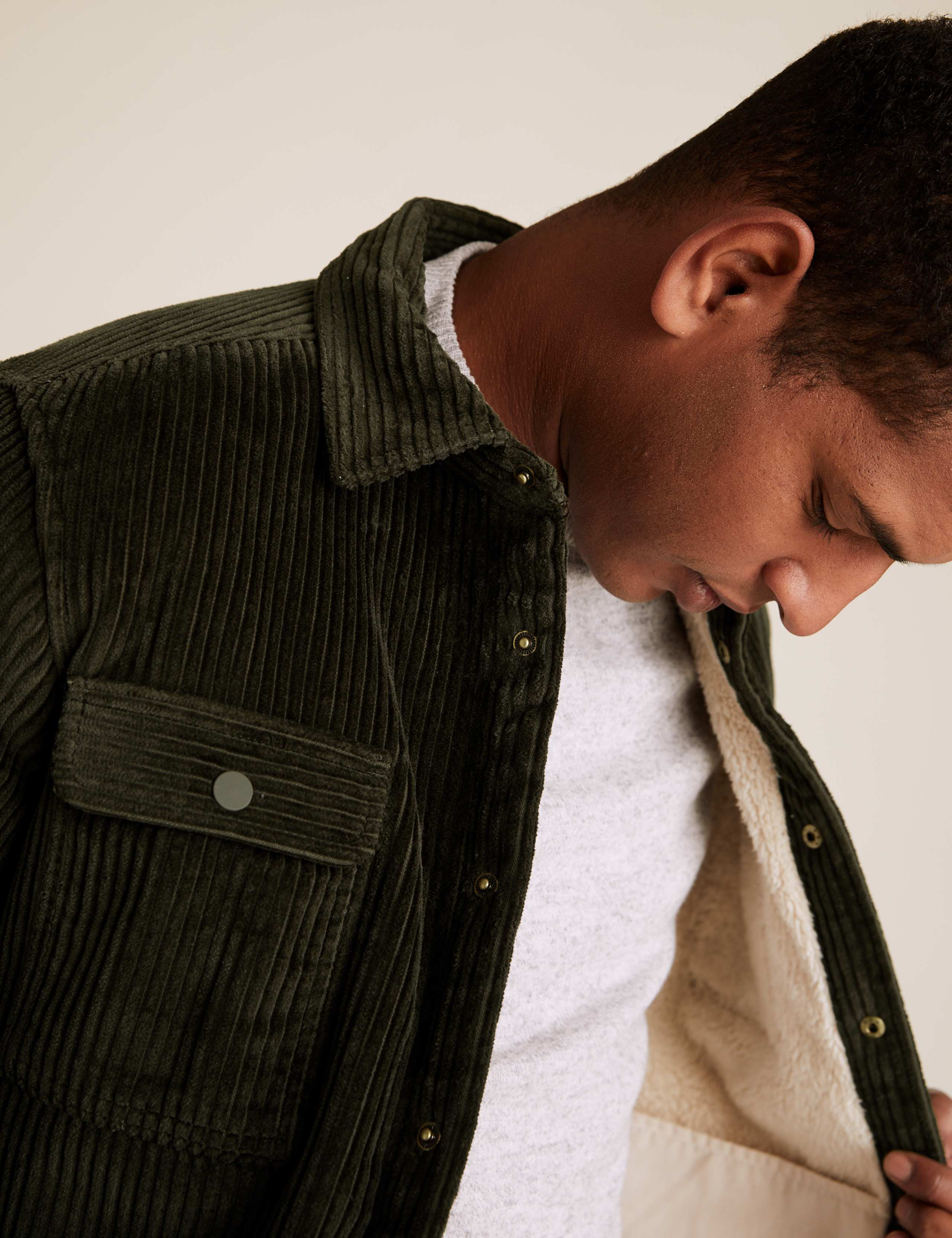 Borg Lined Corduroy Overshirt 3 of 5