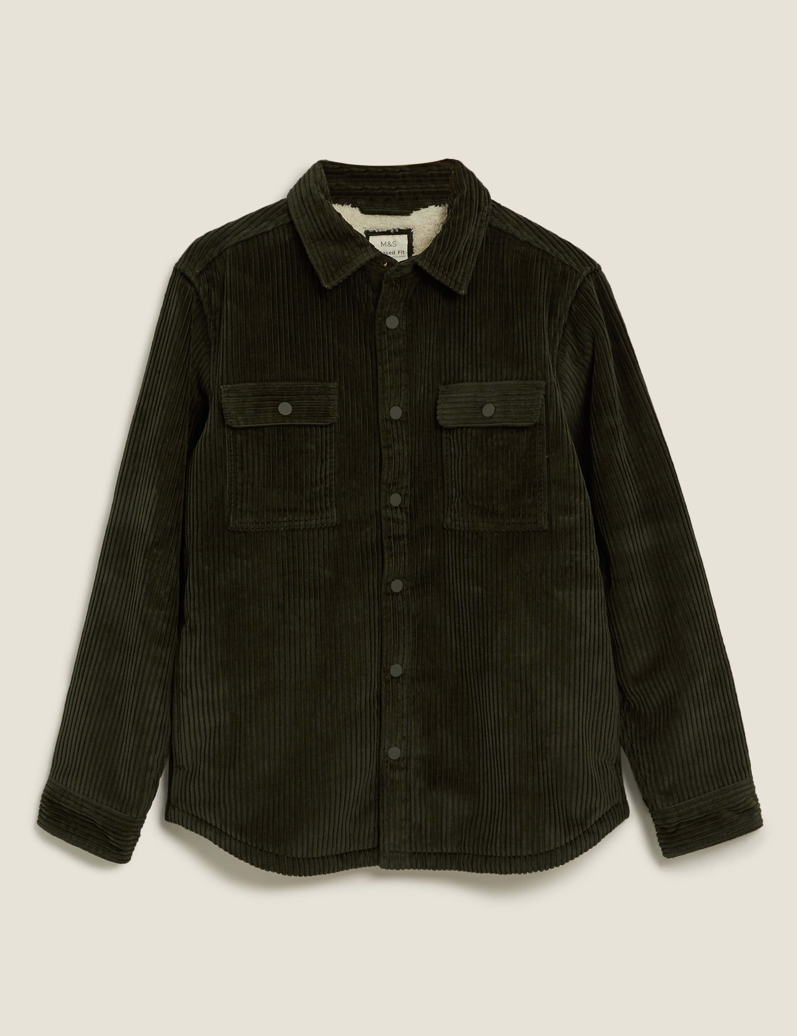 Borg Lined Corduroy Overshirt 2 of 5