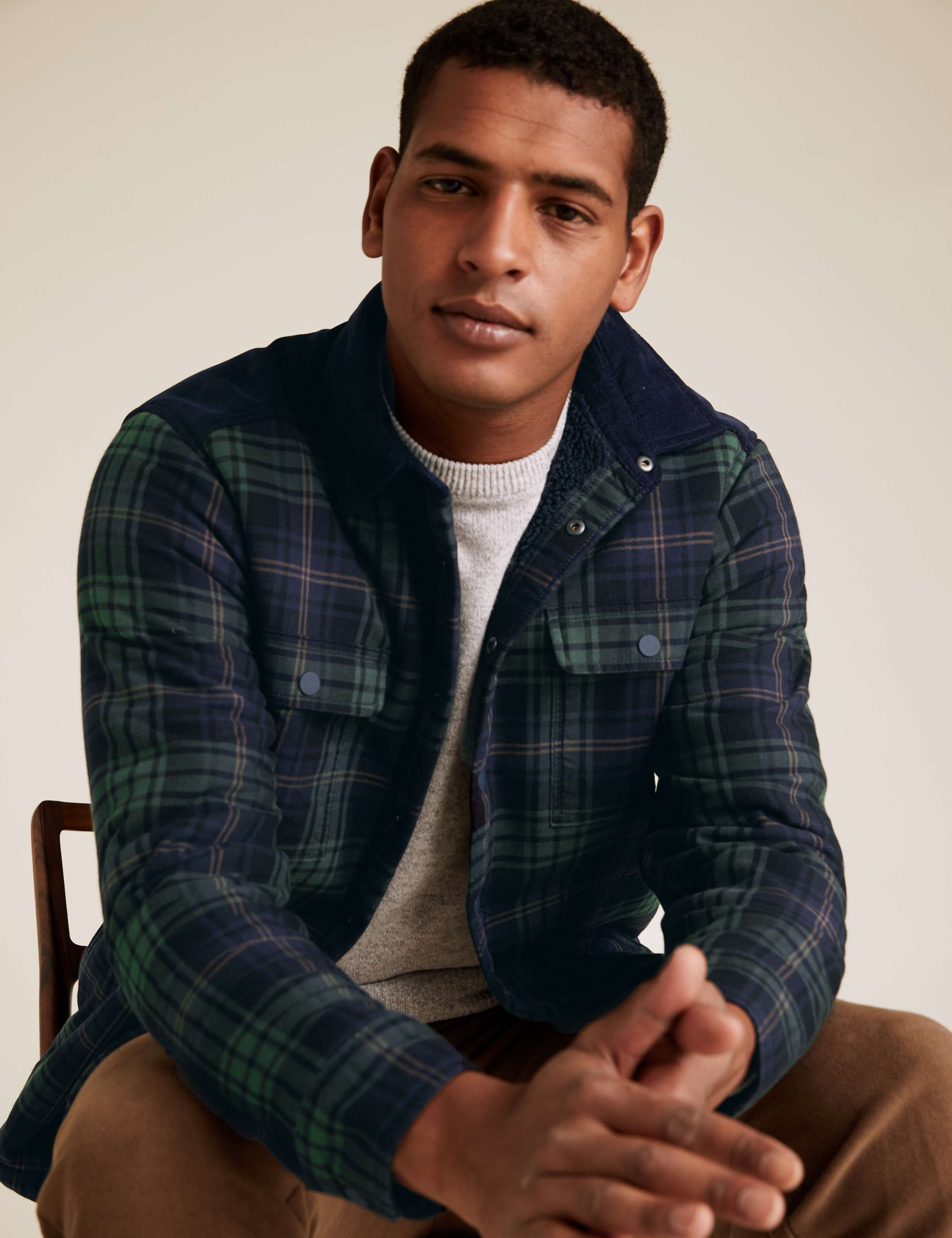 Borg Lined Check Overshirt 1 of 5