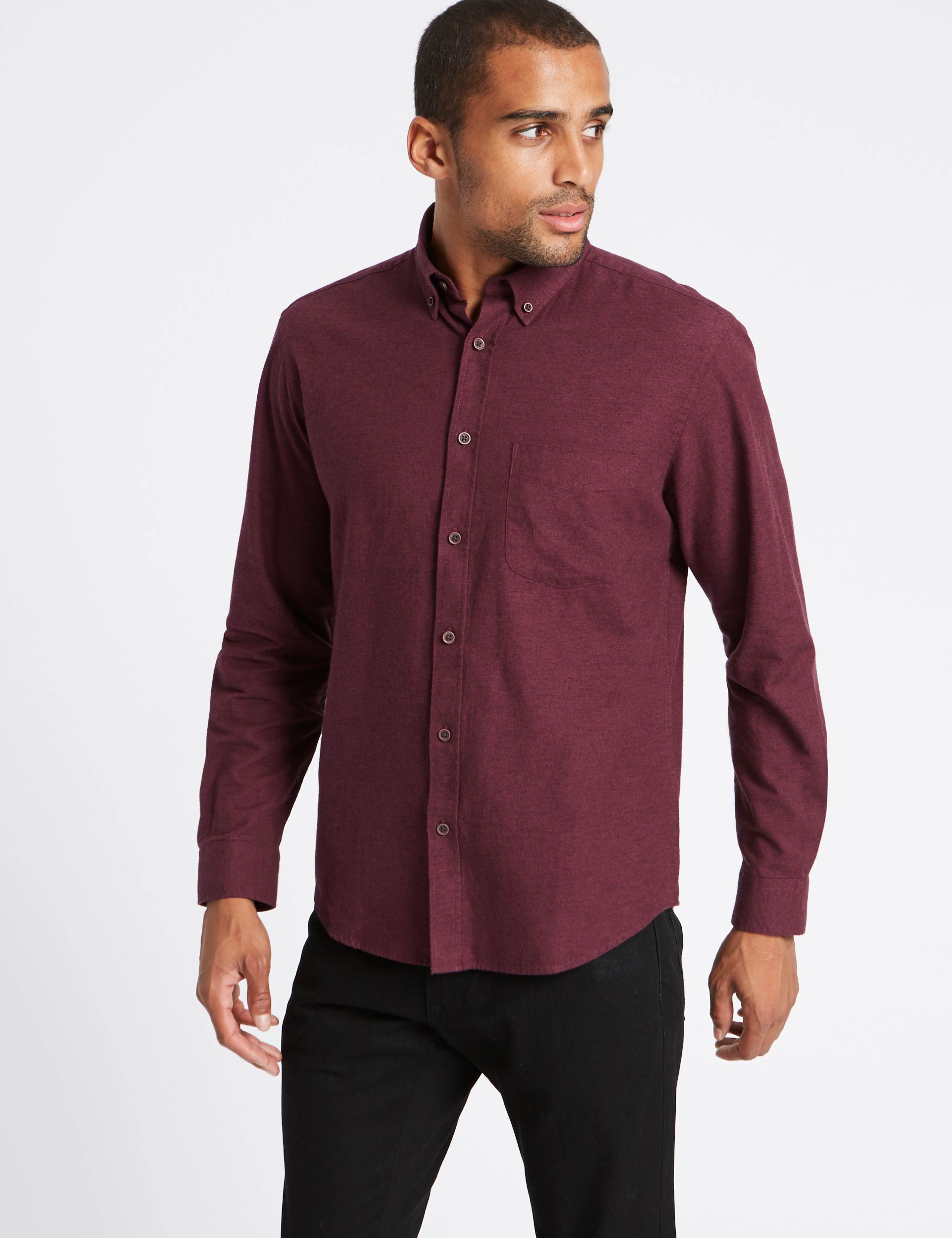 Brushed Cotton Plain Shirt 1 of 4